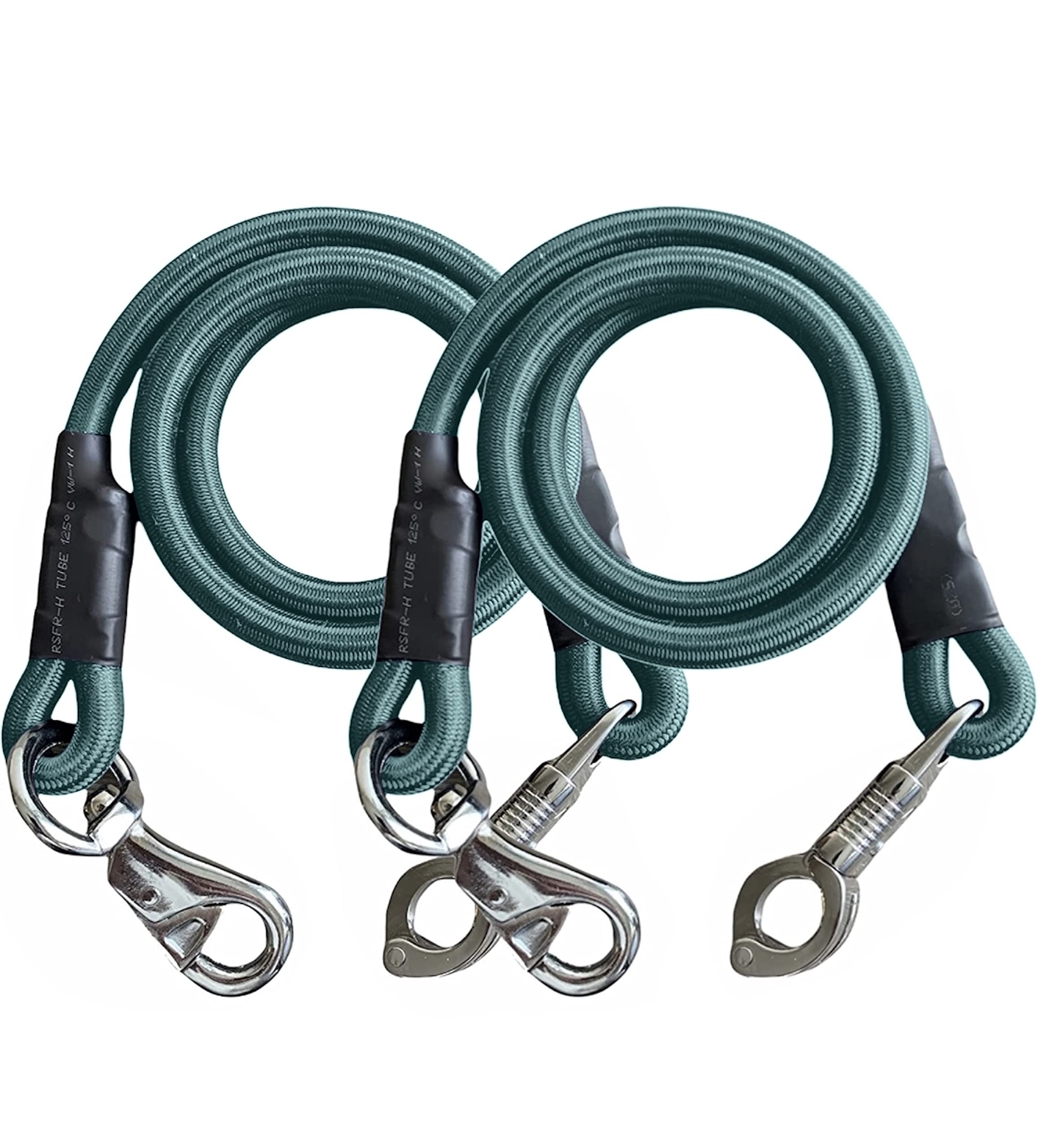 Majestic Ally Pack Of 2, Bungee Trailer Tie For Horse Haulage With Panic Snap And Bull Snap - 36 Inch (Hunter Green)