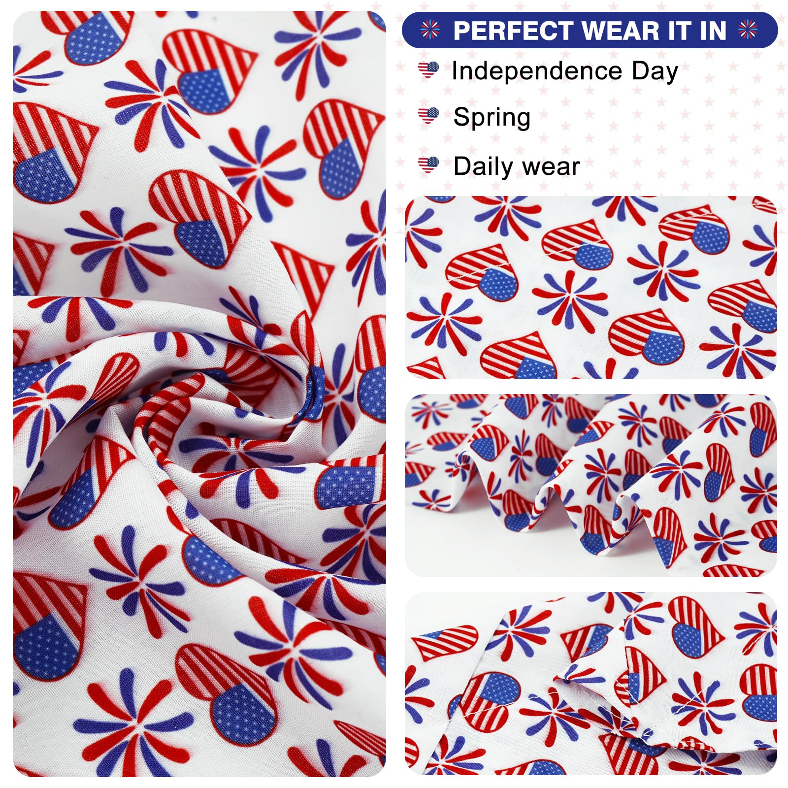 E-Clover 4Th Of July Dog Collar - American Flag Patriotic Dog Collars Bandana & Matching Scrunchie Adjustable Dogs Collars For X
