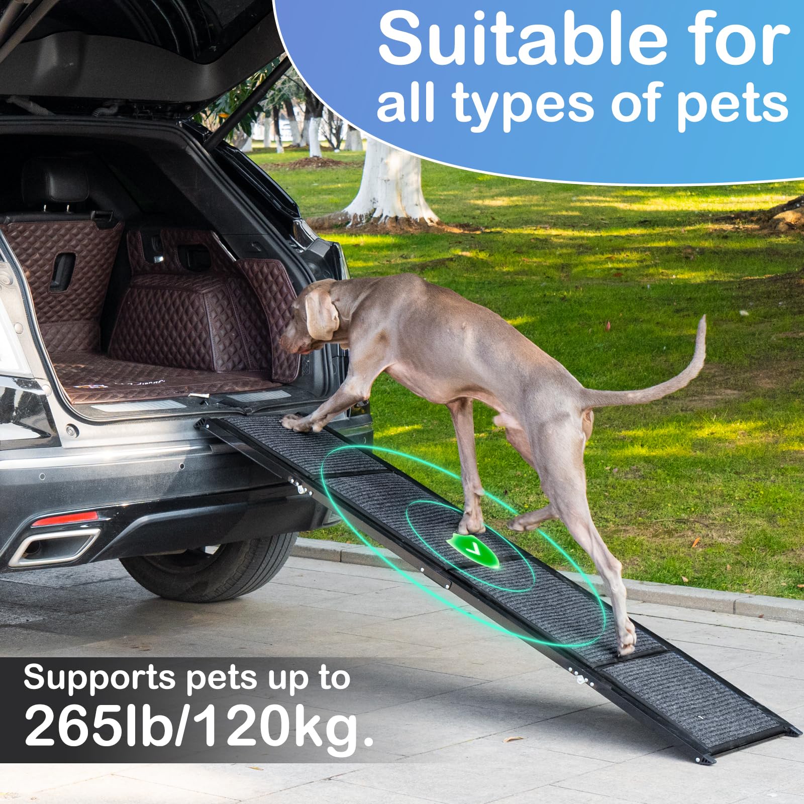 Uross Dog Ramp For Car 71'' Long- Collapsible Pet Ramps For Large Dogs Suv Truck Folding Outdoor Dog Ramp For Porch Steps