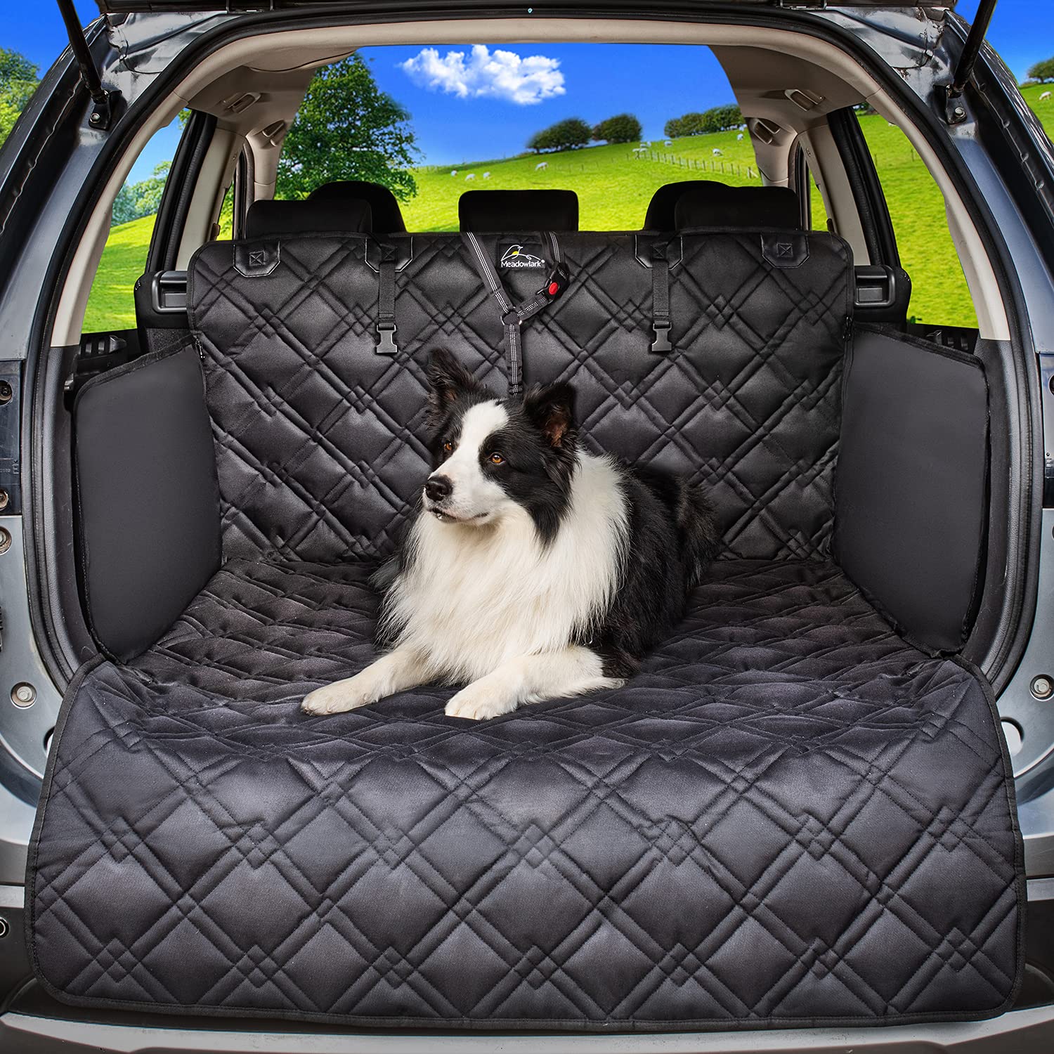 Meadowlark Suv Cargo Liner Dog Seat Covers + Seat Belt, Double Stitched & Extra Padded, Water Repellant, Anti Shock, Non-Slip, C