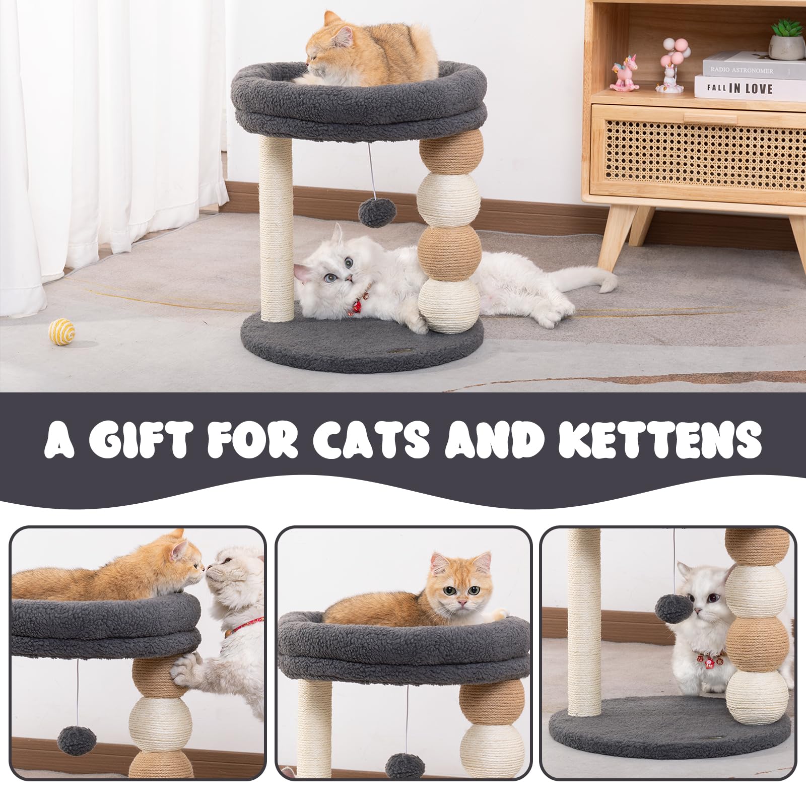 Pawpalace Small Cat Tree For Indoor Cats With Large Cozy Plush Top Perch, Natural Sisal Scratching Posts For Kittens And Cats