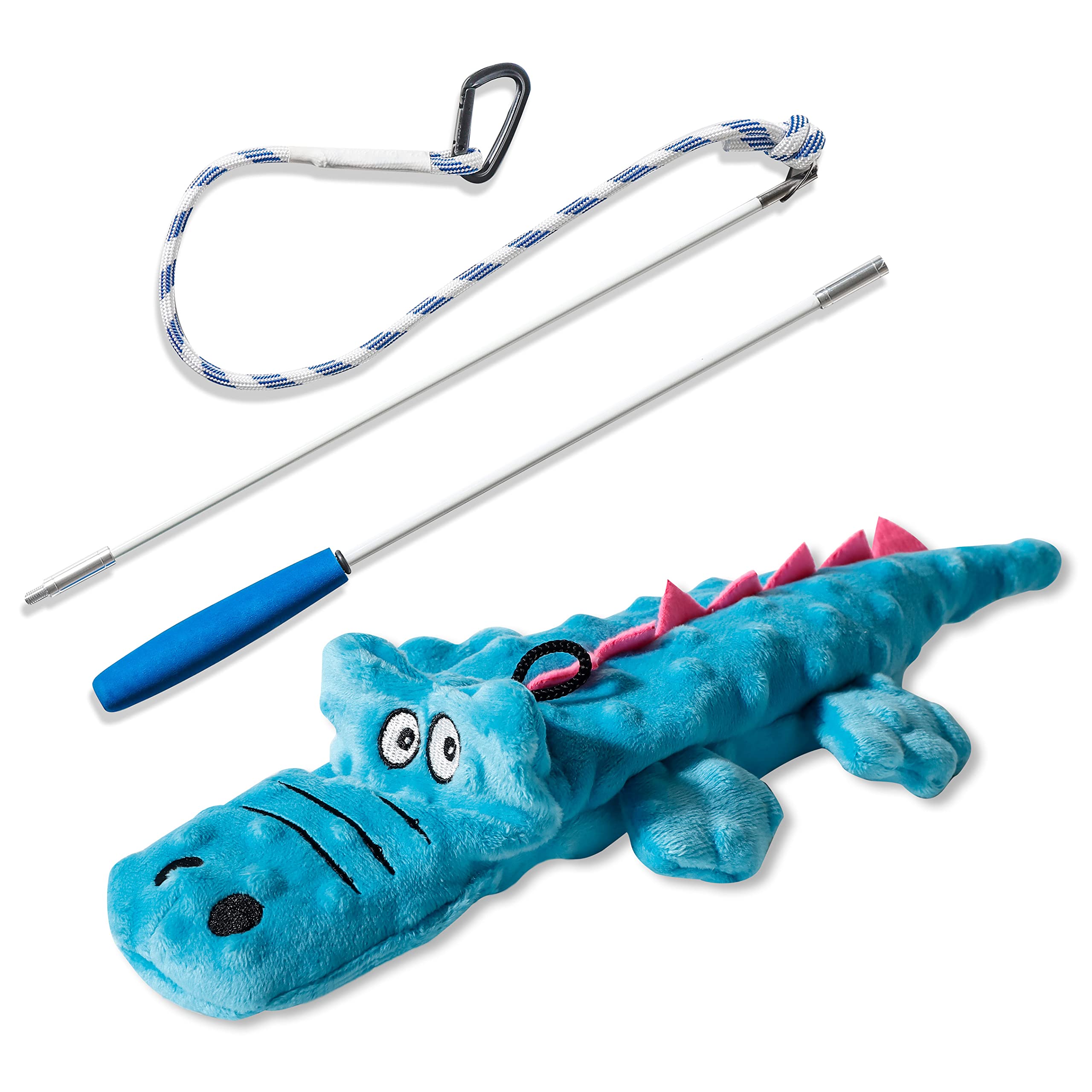Pet Fit For Life Wand Toy For Dogs - Extra Long 31' Pole With Plush Alligator Squeaky Toy, Soft Foam Handle For Tug Of War And Interactive Fun & Exercise