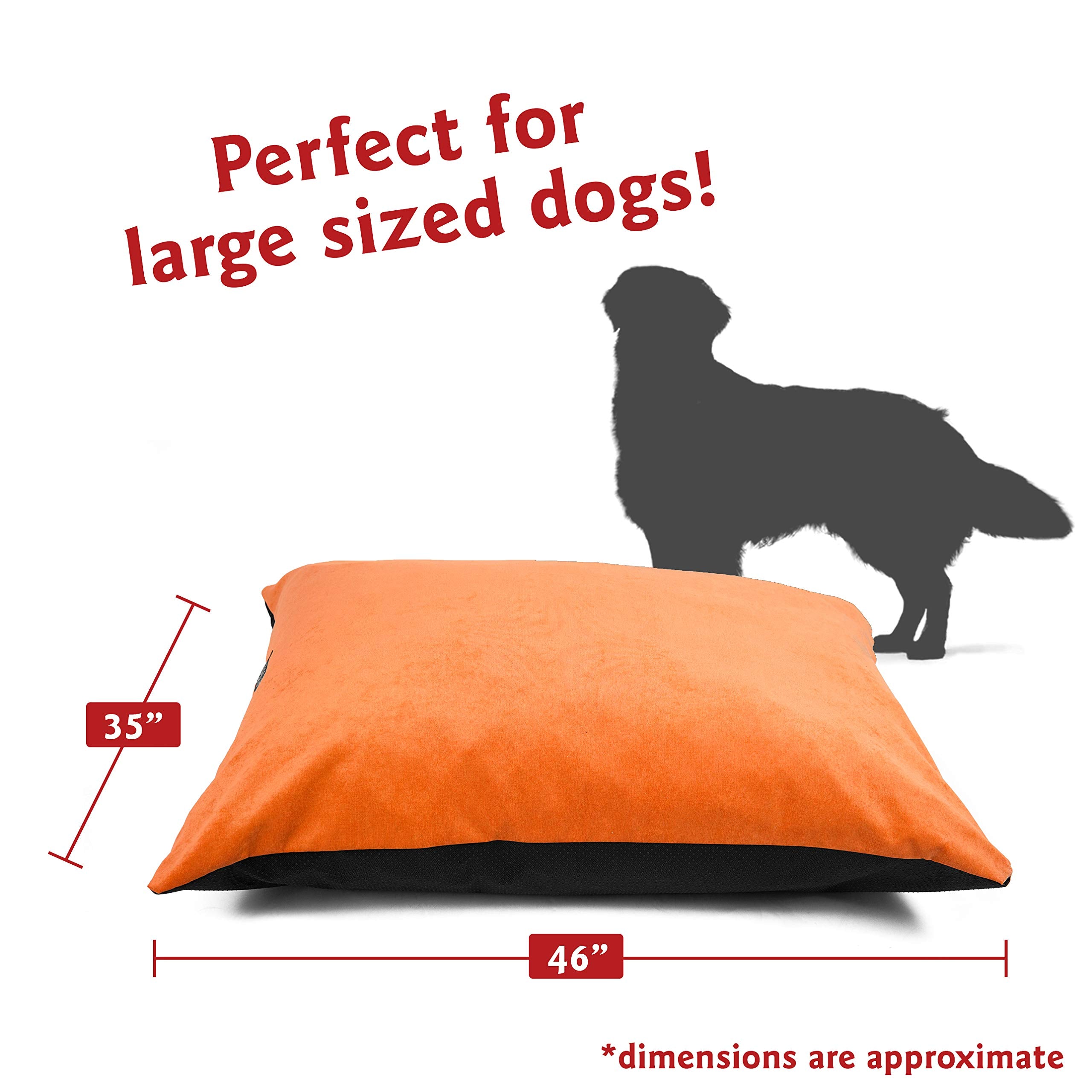 Villa Majestic Pet Comfy Dog Bed Washable Non Slip Pillow Bed For Large Breeds Rectangle 46 X 35 Inch Orange