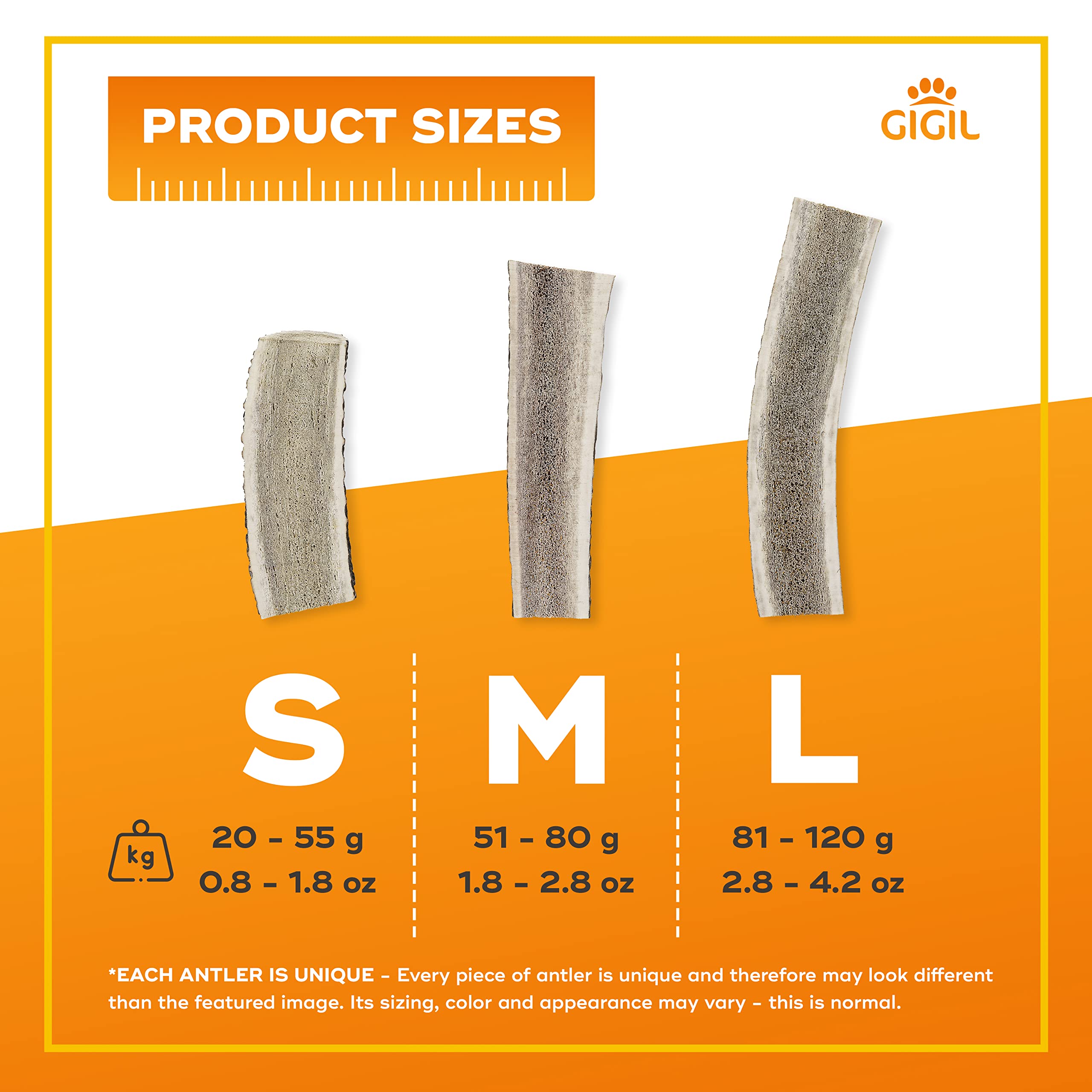 Gigil Treat You Pet Like A King - 100% Natural Deer Split Antlers For Large Dogs - Premium Elk Antlers - Long Lasting Dog Chew Toy - Naturally Shed And Organic Antlers For Dogs - Size L