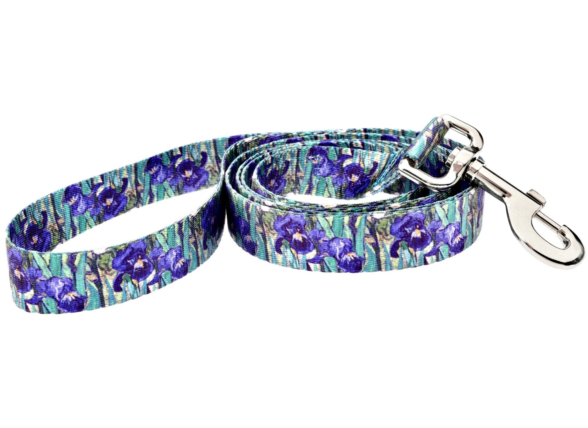 DoggyRide Fashion Dog Leash, 5-Feet, Van Gogh Irises, Green/Purple