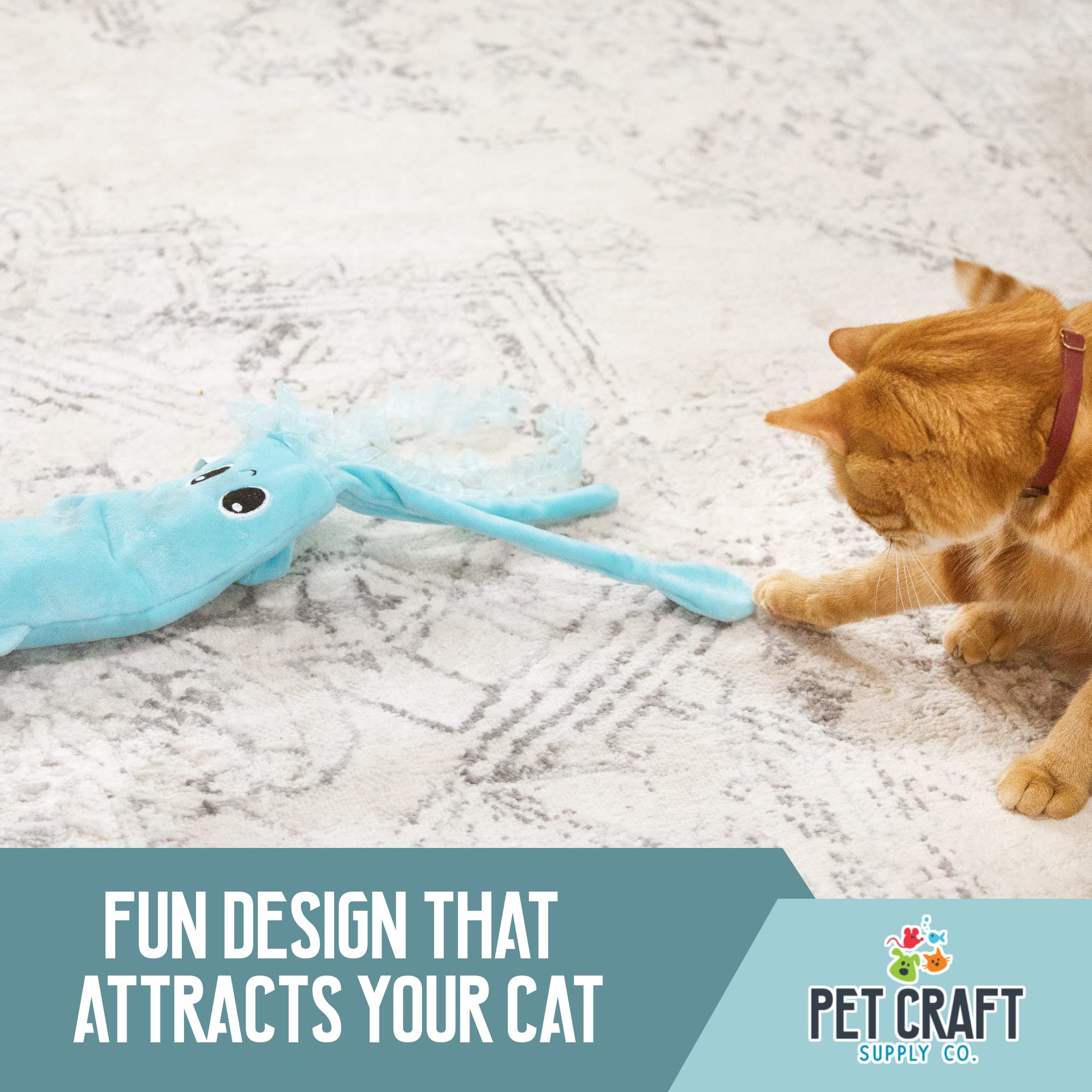 Pet Craft Supply Flipper Flopper Interactive Electric Realistic Flopping Wiggling Moving Fish Potent Catnip And Silvervine Cat Toy Sassy Squid, All Breed Sizes