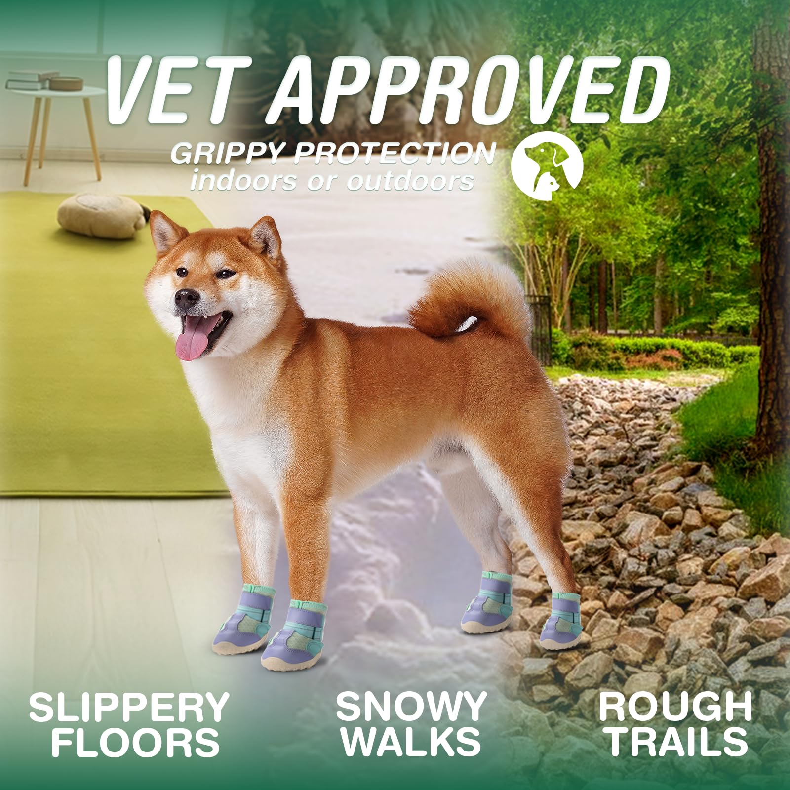 Aokown Dog Shoes For Large Dogs, Anti-Slip Dog Boots For Winter Snow, Hot Pavement, Dog Booties & Paw Protectors Size 8