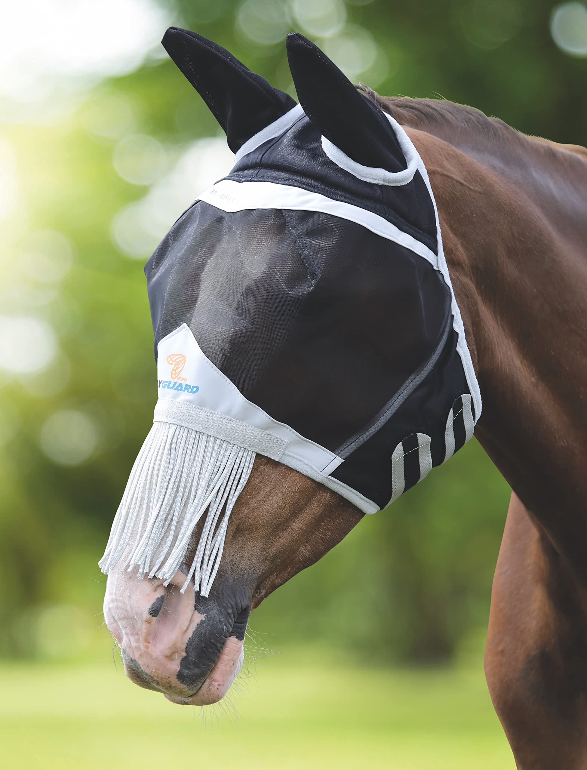 FINE MESH Fly MASK with Nose Fringe (X-Small Pony, Black)