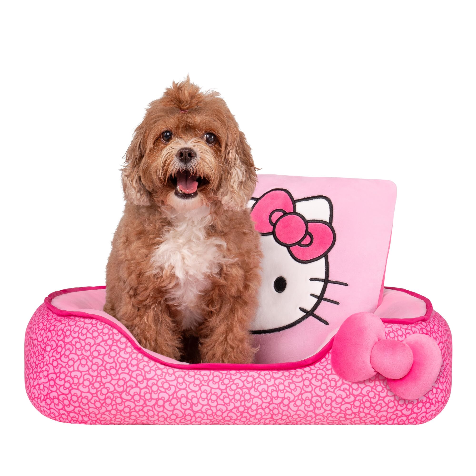 Hello Kitty And Friends Hello Kitty Pink Bolster Pet Bed - Pet Bolster Bed With Printed Design And Machine Washable Removable In