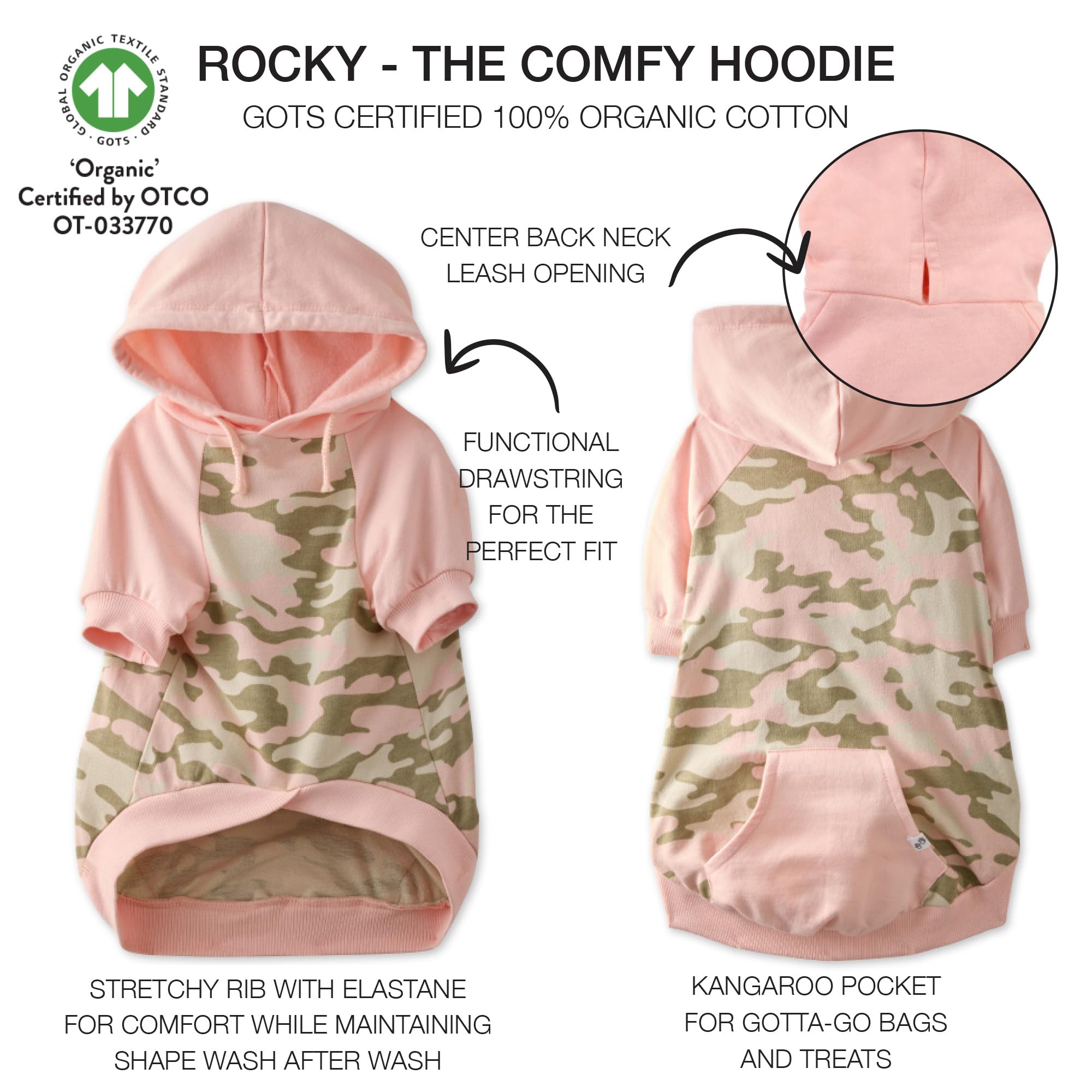 Pet Passion 100% Organic Cotton Dog Hoodie Pet Coat for Small, Medium and Large Dogs, Half Camo - Pink, X-Large