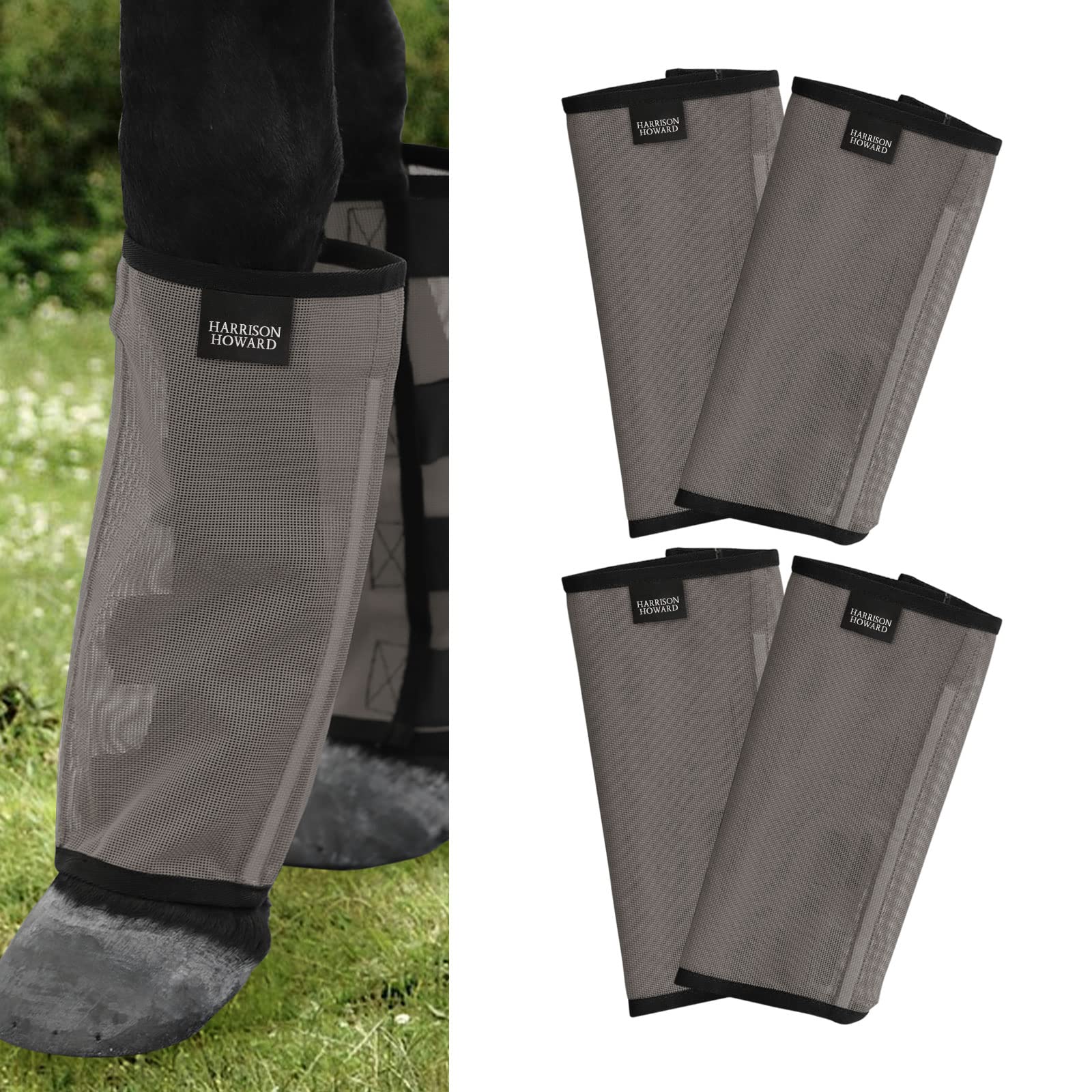 Harrison Howard Loose Fitting Fly Boots Uv-Protective Extra Tough Mesh Ventilated Four Fasteners Stay-On Design Protect Horse Le
