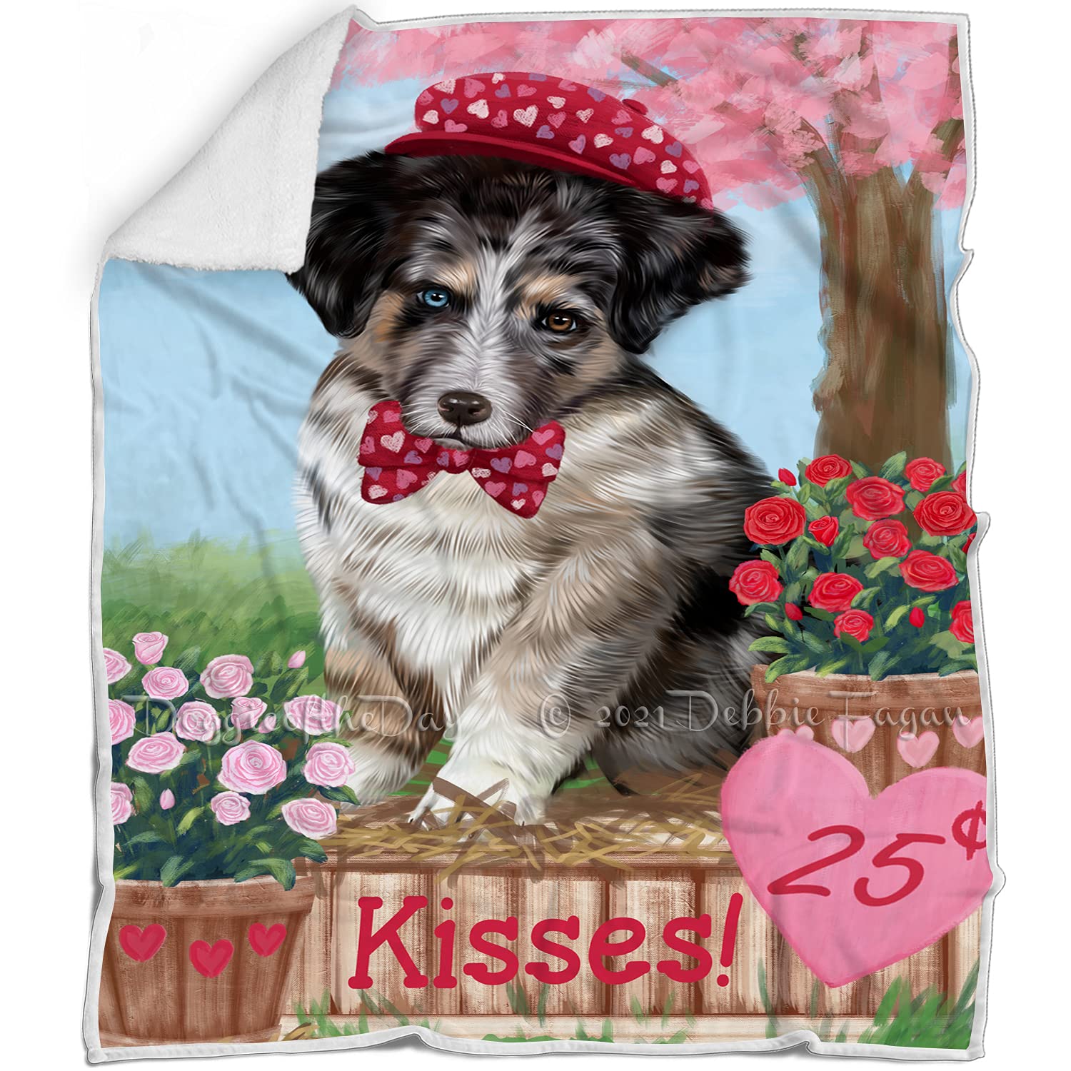 Doggie of the Day Australian Shepherd Dogs  Rosie 25 Cent Kisses  Soft, Fuzzy & Warm, Gifts for Aussie Mom  Fleece, Sherpa & 