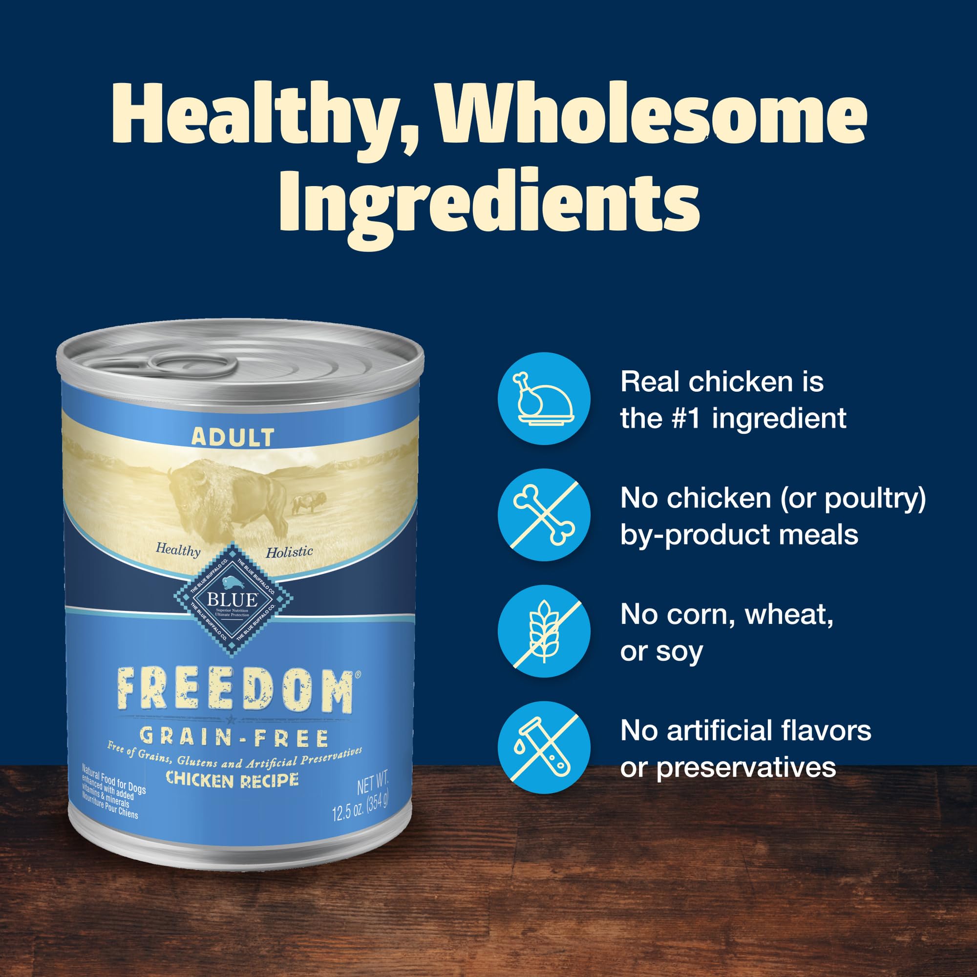Blue Buffalo Freedom Grain-Free Wet Dog Food, Free of Glutens & Artificial Preservatives, Made with Natural Ingredients, Chicken