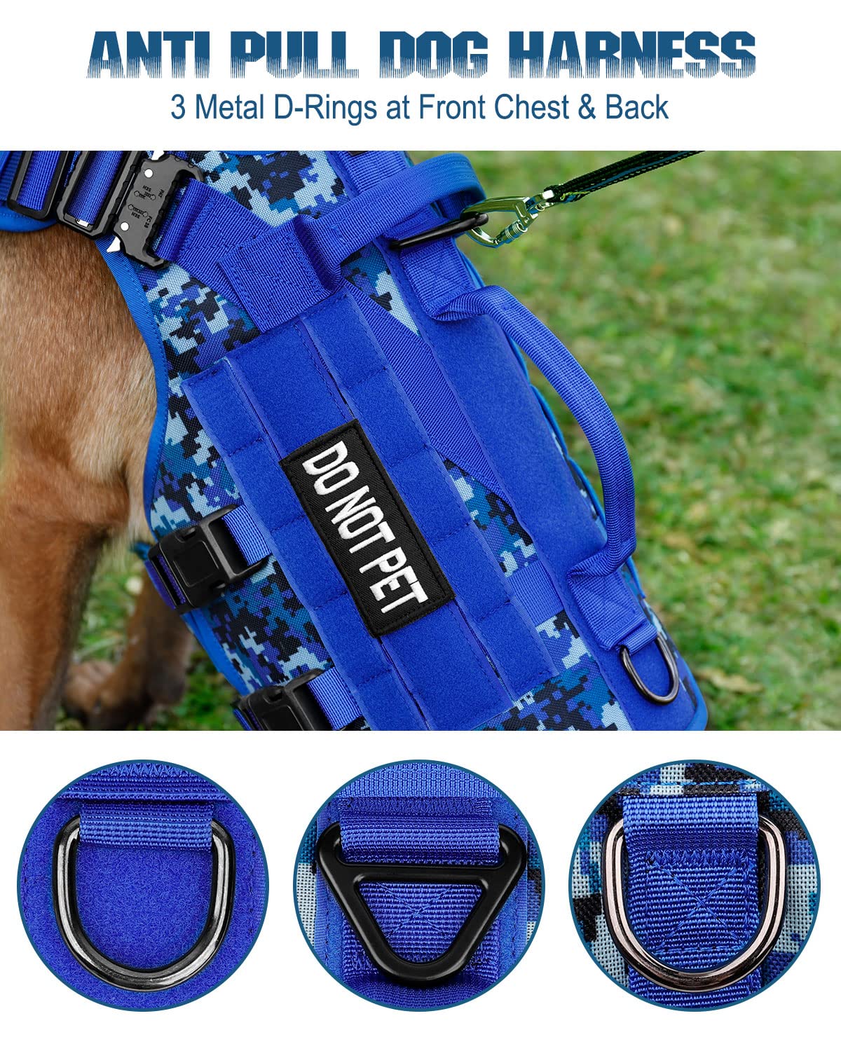 Tactical Dog Harness - Petnanny Dog Harness Service Dog Vest For Large Breed Dog, Hook And Loop Panel For Service Dog Patchs, Wo