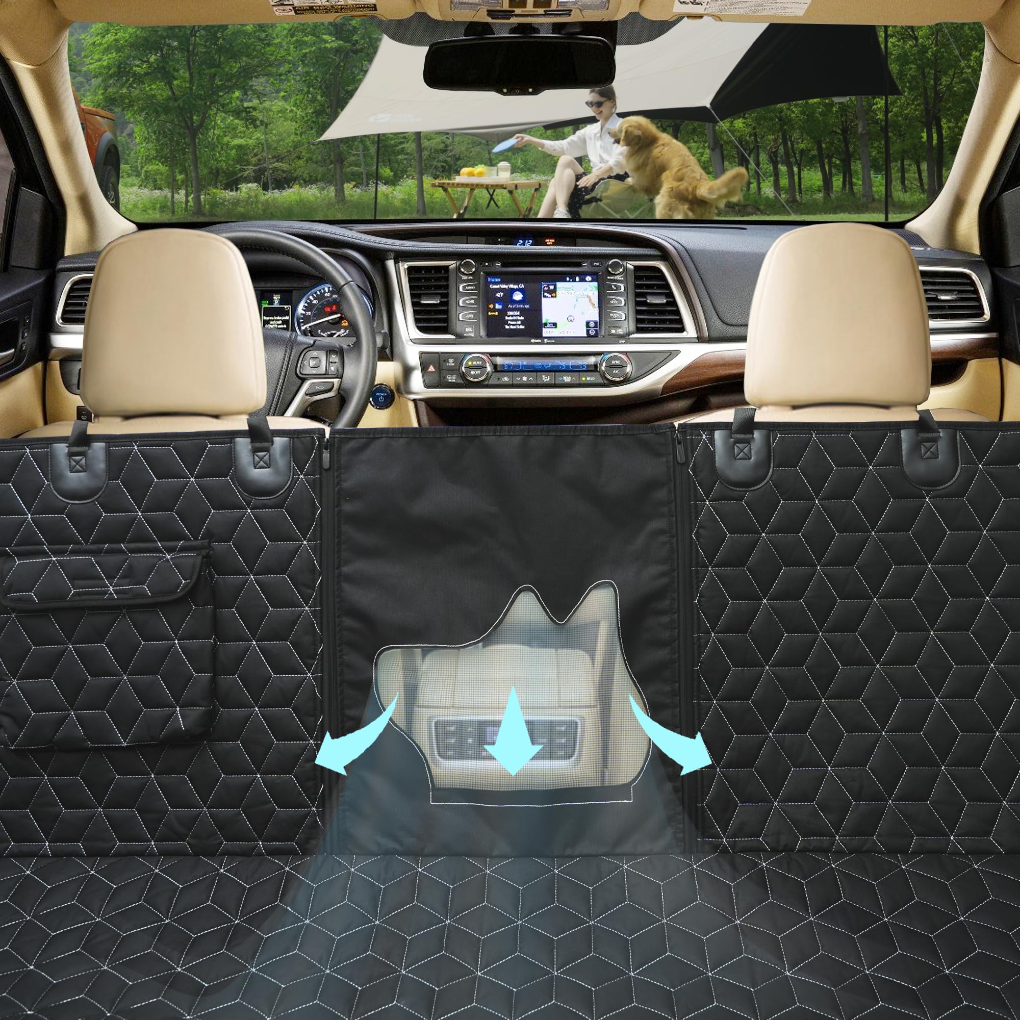 Heavy Duty Dog Hammock - 600D Waterproof Backseat Cover For Dogs In Car - Fits Midsize Suvs Like Highlander/Pilot/Outback/Explor