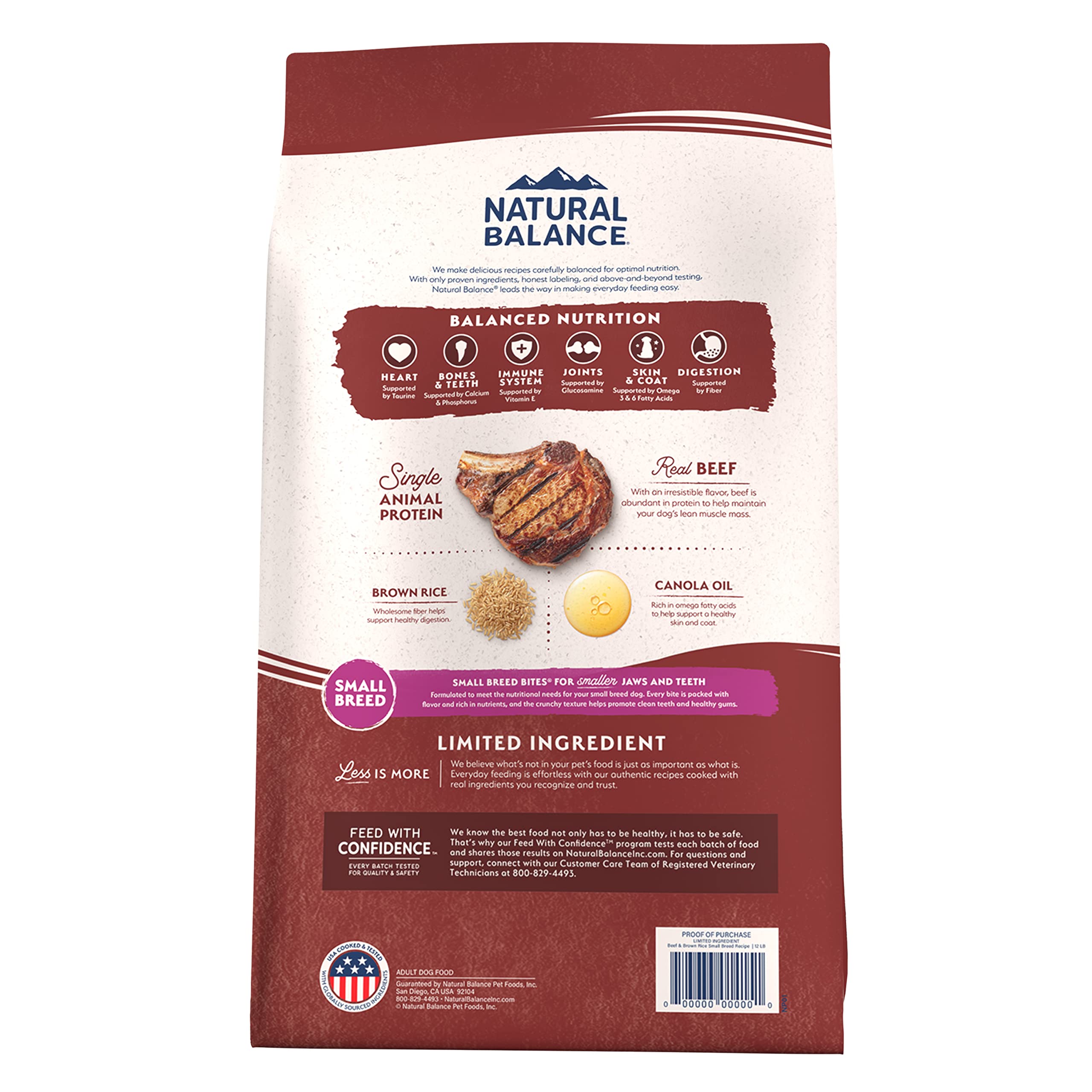 Natural Balance Limited Ingredient Small-Breed Adult Dry Dog Food with Healthy Grains, Beef & Brown Rice, 12 Pound (Pack of 1)