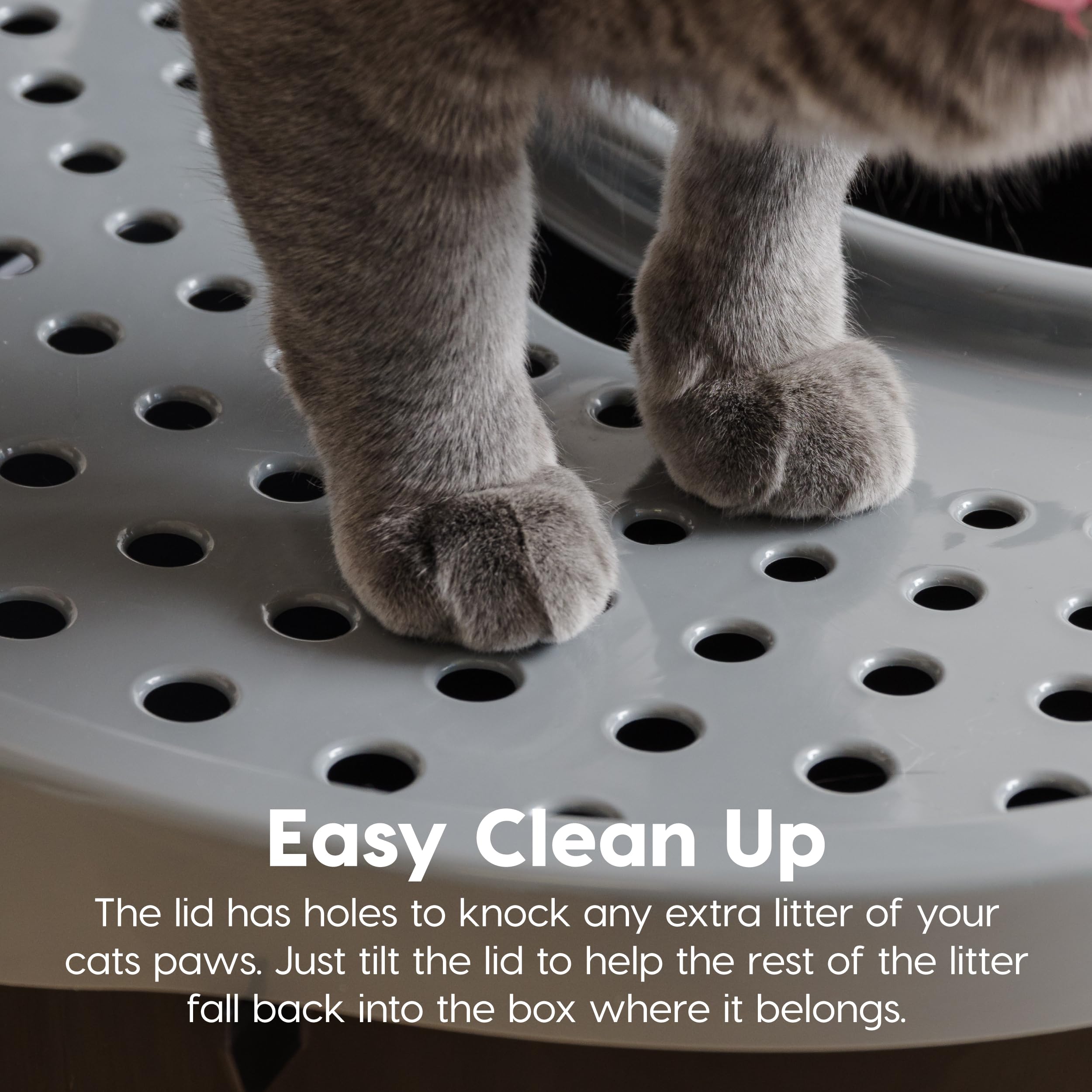 Iris Usa Cat Litter Box, Large Top Entry With Litter Catching Lid And Scoop, Dog Proof, Enclosed Cat Litter Box, Black/Gray