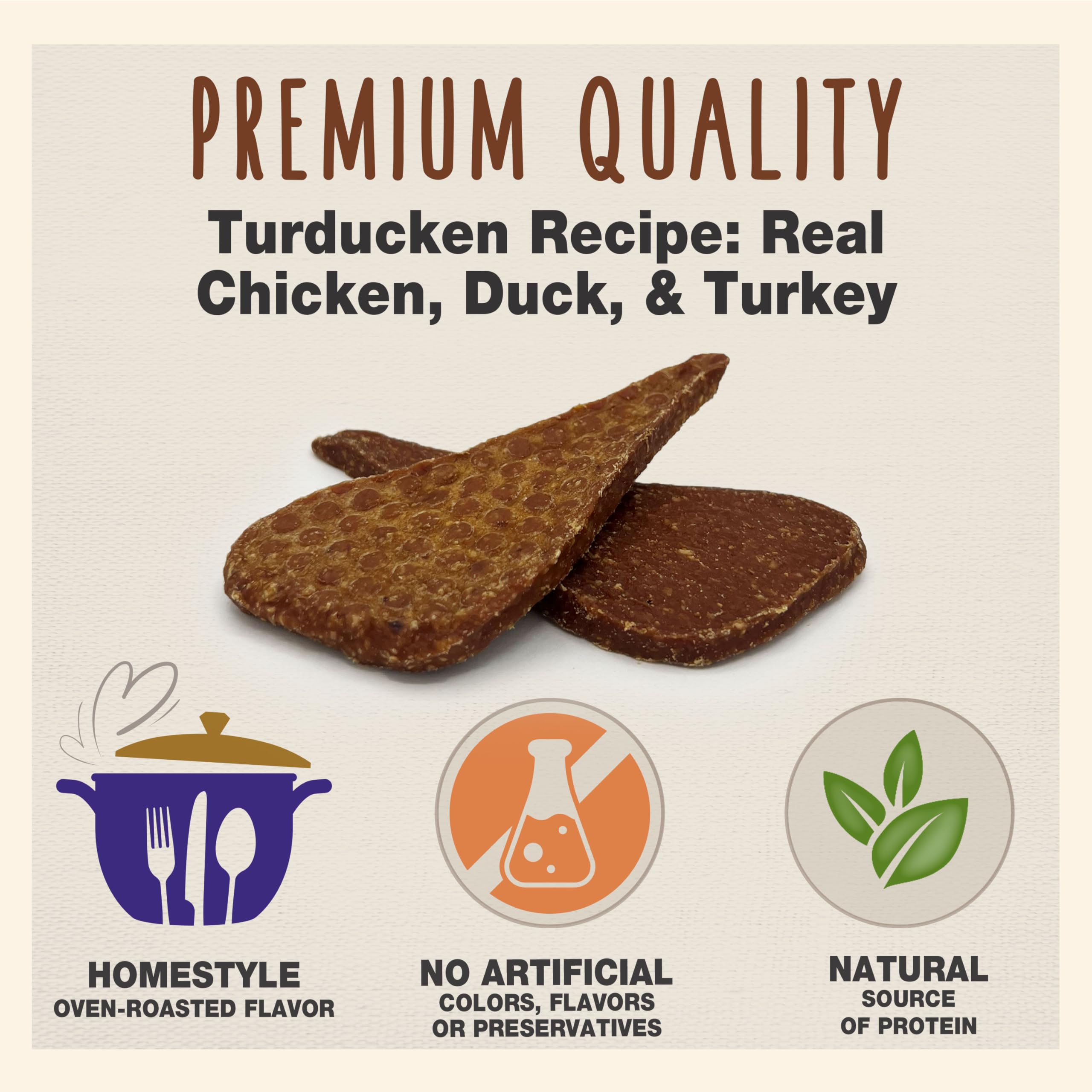 Cadet Gourmet Homestyle Turducken Recipe Jerky Chews for Dogs, Healthy Natural Dog Training Treats Made with Real Turkey, Duck &