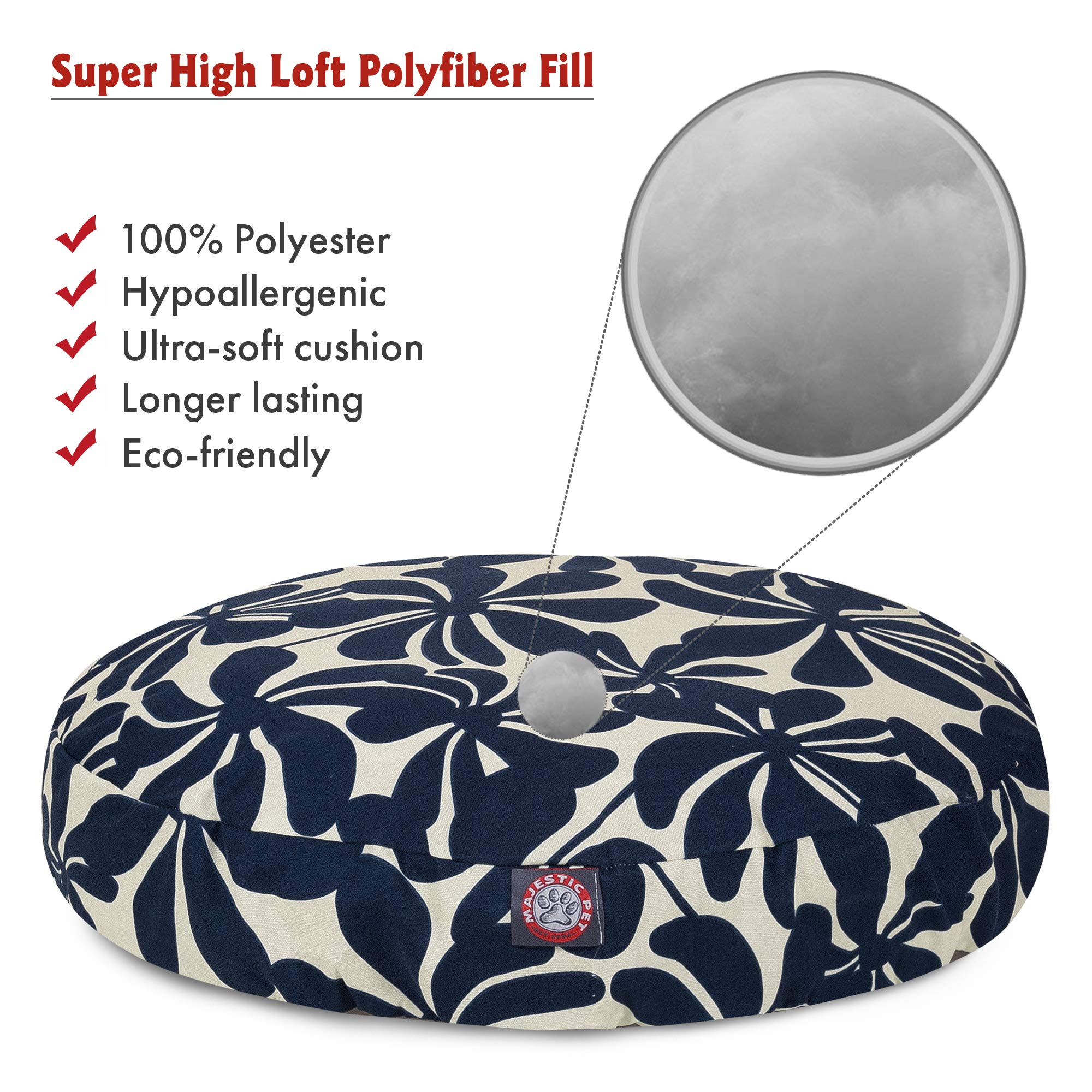 Navy Blue Plantation Small Round Indoor Outdoor Pet Dog Bed With Removable Washable Cover By Majestic Pet Products