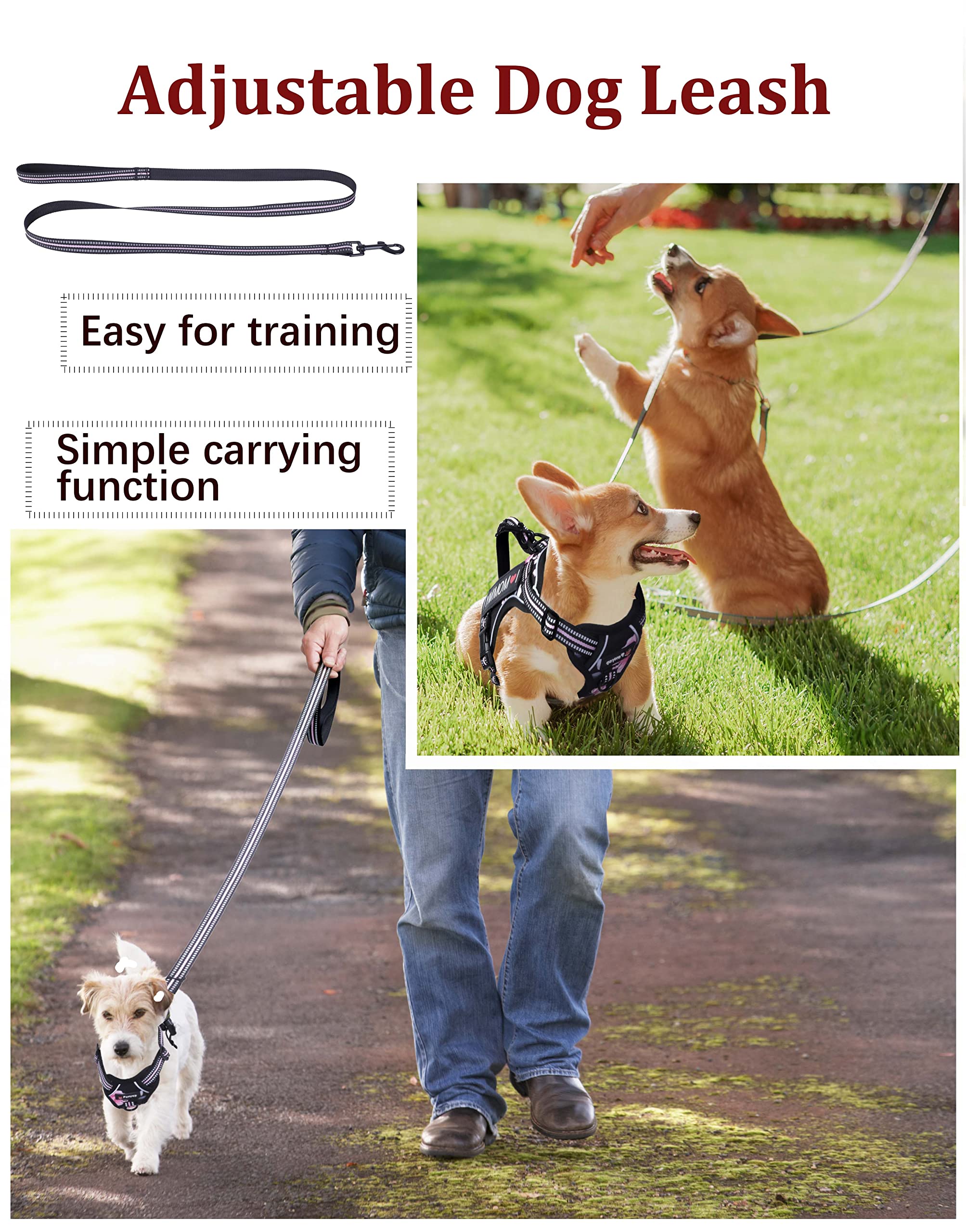 Foxyep Tactical Dog Harness,Working Dog MOLLE Vest with Handle for Medium Dogs No Pull Adjustable Pet Harness Reflective Strapwi