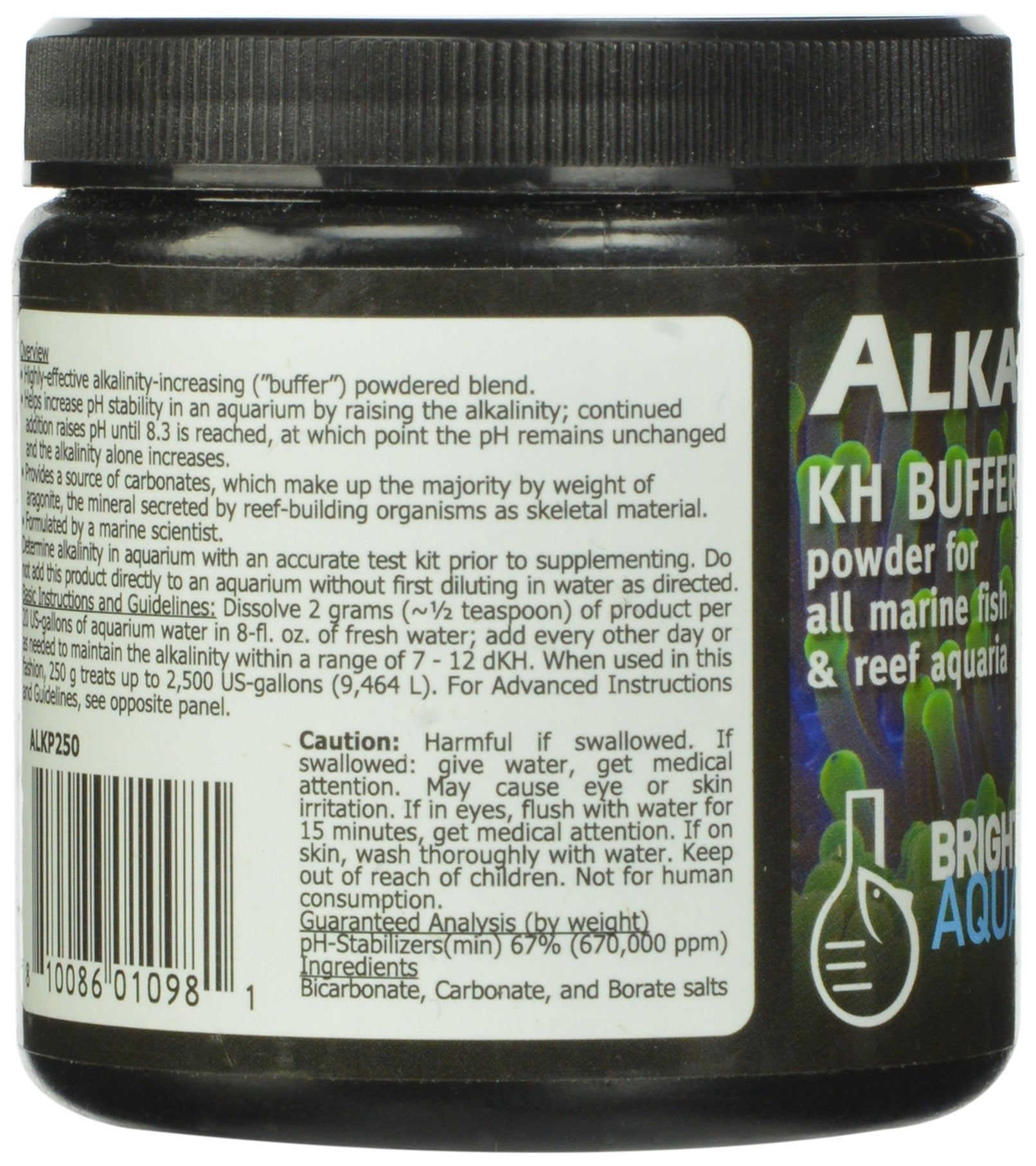 Brightwell Aquatics Alkalin8.3-P - Alkaline KH Buffer Powder for All Marine and Reef Aquariums, 250-g