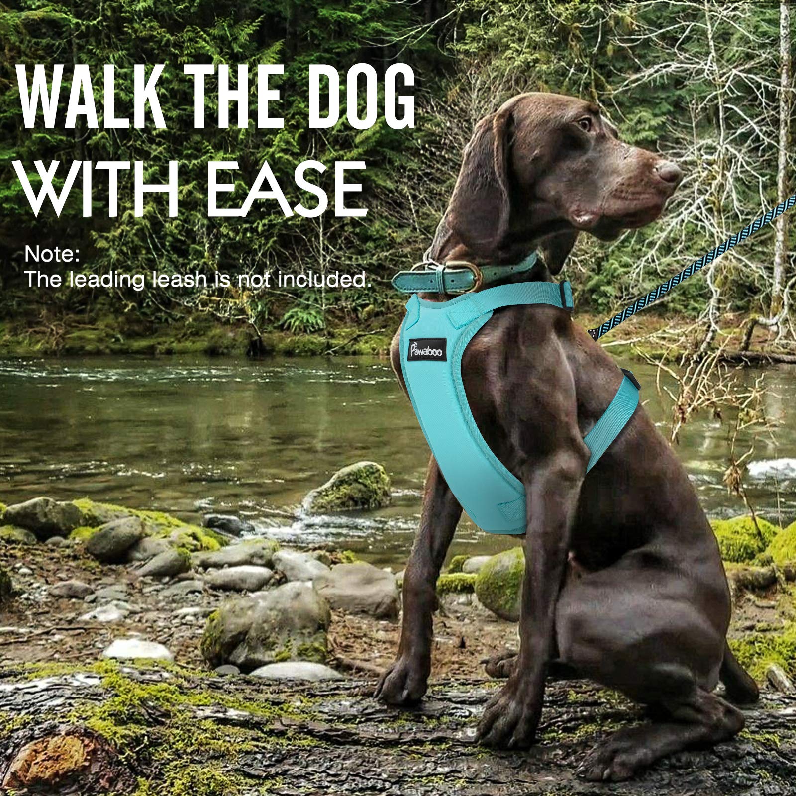 Pawaboo Dog Safety Vest Harness, Pet Car Harness Vehicle Seat Belt With Adjustable Strap And Buckle Clip, Easy Control For Driving Traveling Safety For Small Medium Dogs Cats, Large, Blue