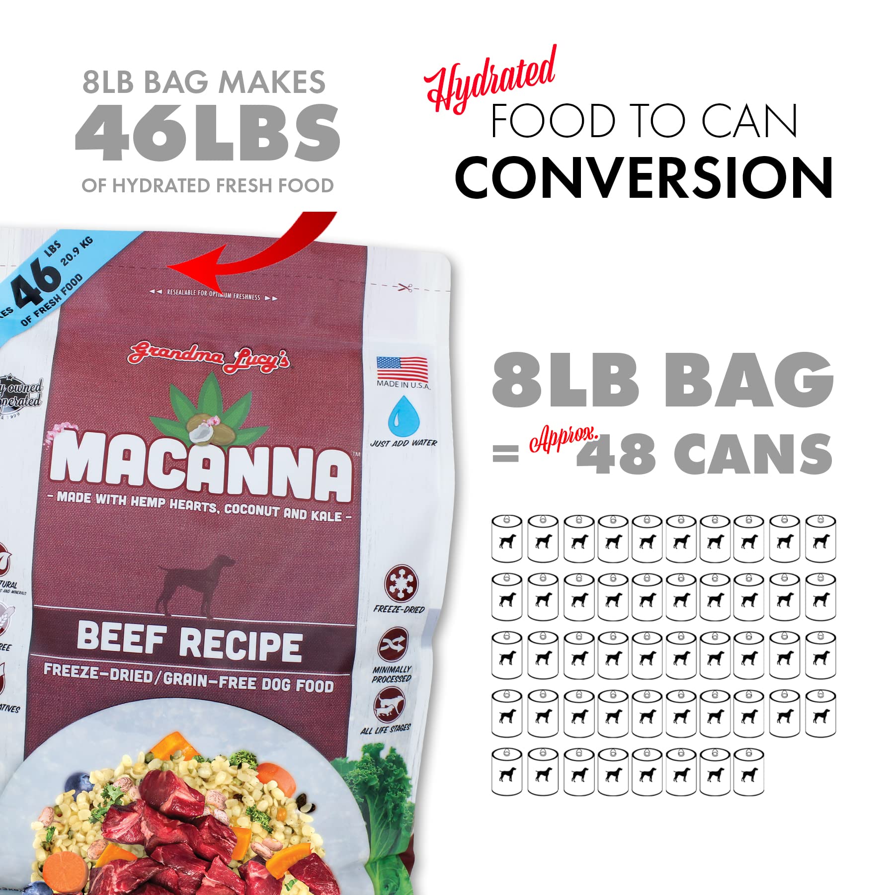 Grandma Lucys Macanna Beef Dog Food - 8lb
