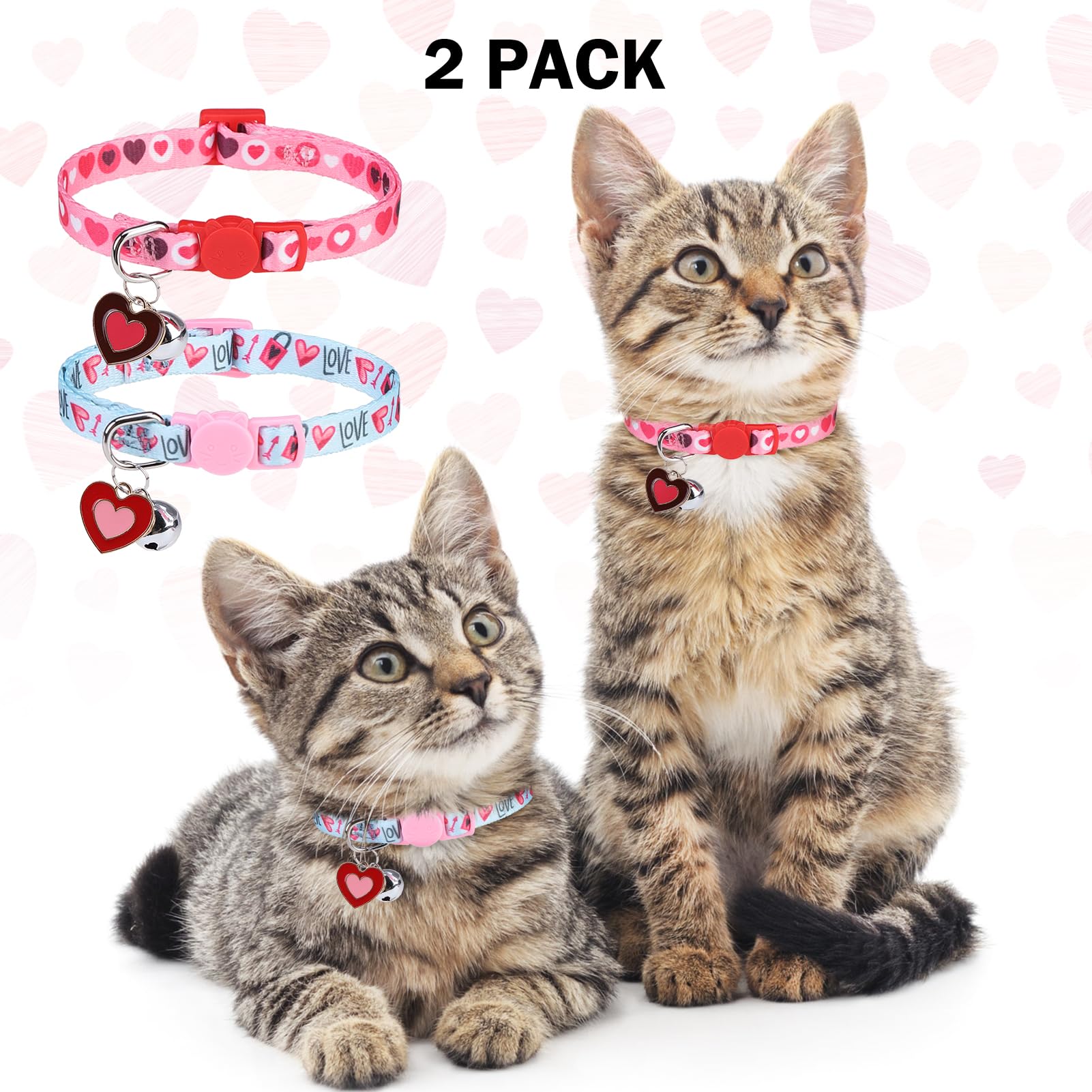 Dillybud Breakaway Cat Collars For Girl Boy Cats, Fall Winter All Weather Cat Collar Personalized Pattern 2 Pack,Cute Classic Sa
