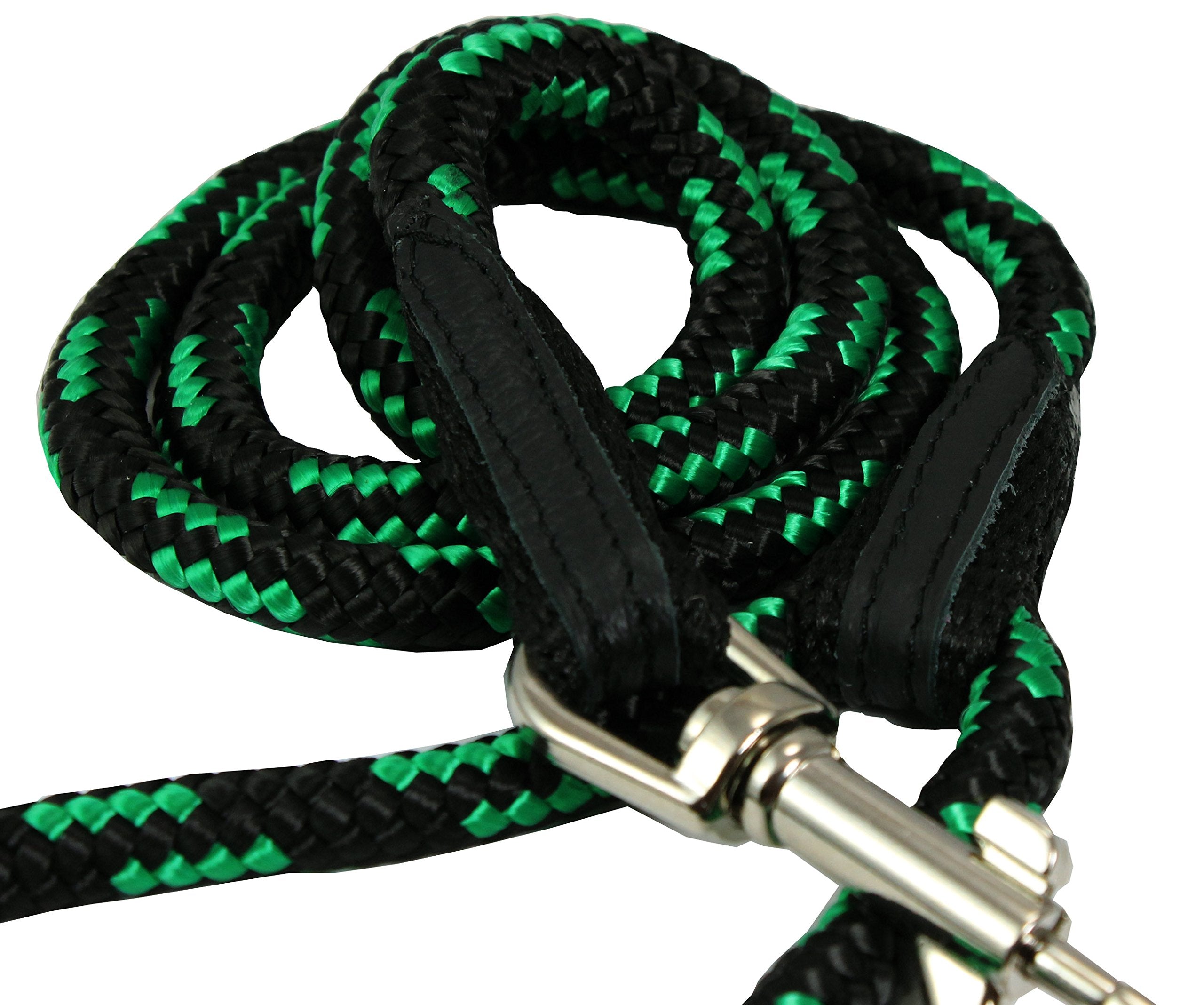 Dogs My Love Dog Rope Leash 4Ft Long (Medium: 4Ft Long; 3/8' Diam (10Mm), Green/Black)