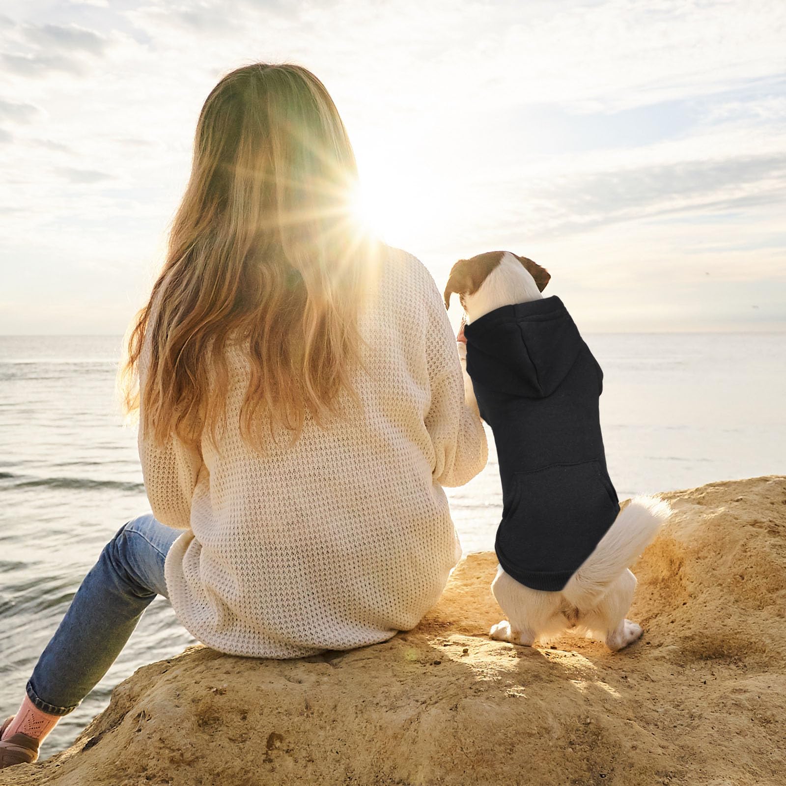 Dog Hoodie Dog Sweaters For Small Dogs Dog Sweater Soft Solid Brushed Fleece Dog Clothes Dog Hoodie Sweatshirt With Pocket(Black