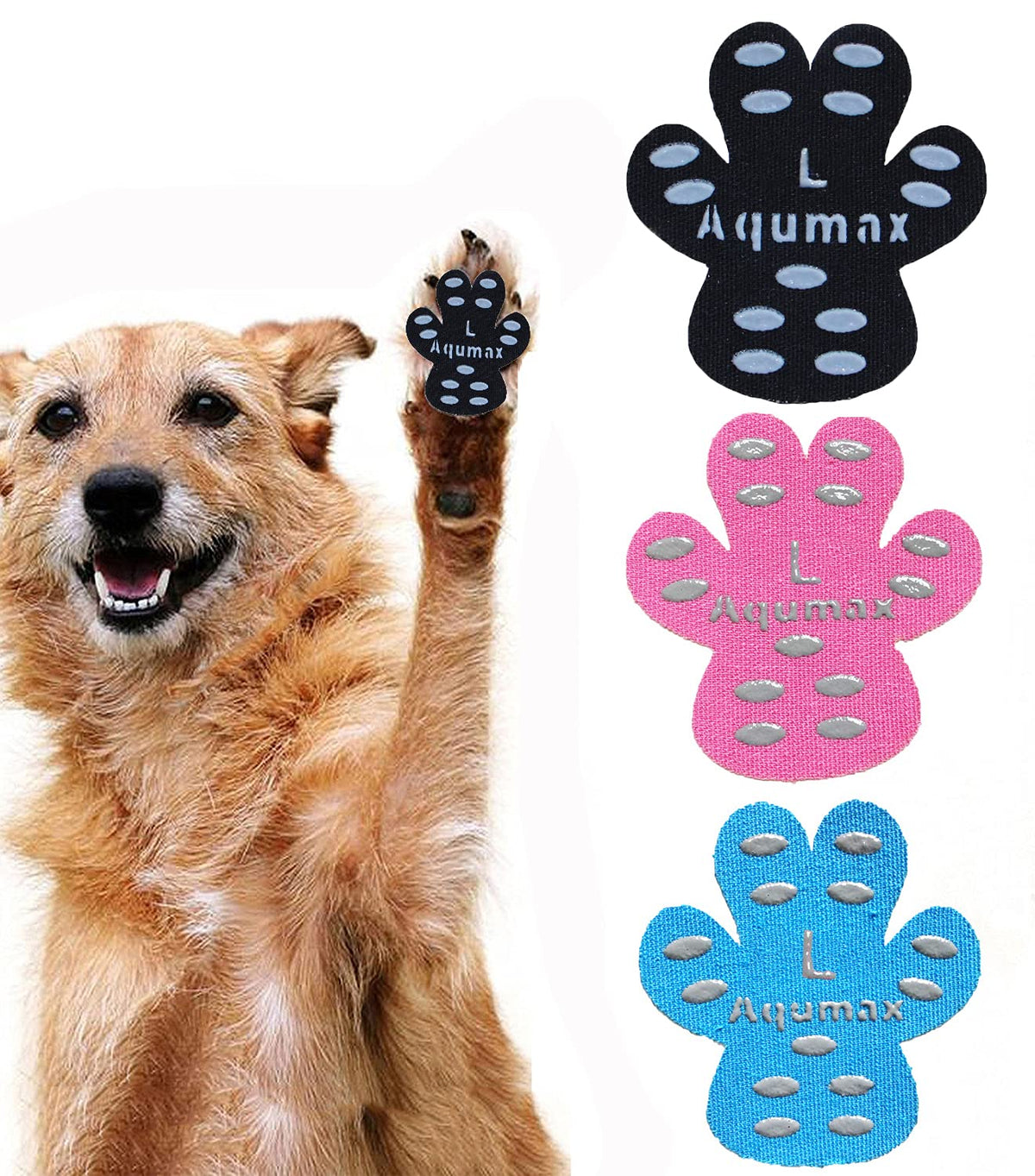 Aqumax Dog Anti Slip Paw Grips Traction Pads,Paw Protection With Stronger Adhesive, Non-Toxic,Multi-Use On Hardwood Floor Or Injuries,12 Sets-48 Pads L