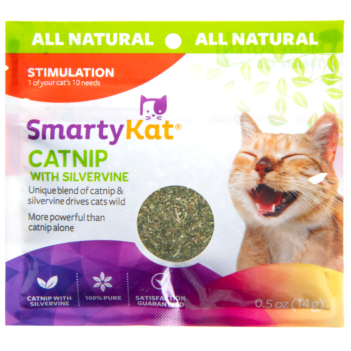 Smartykat Catnip & Silvervine Blend For Cats & Kittens, Resealable Pouch - 0.5 Ounce