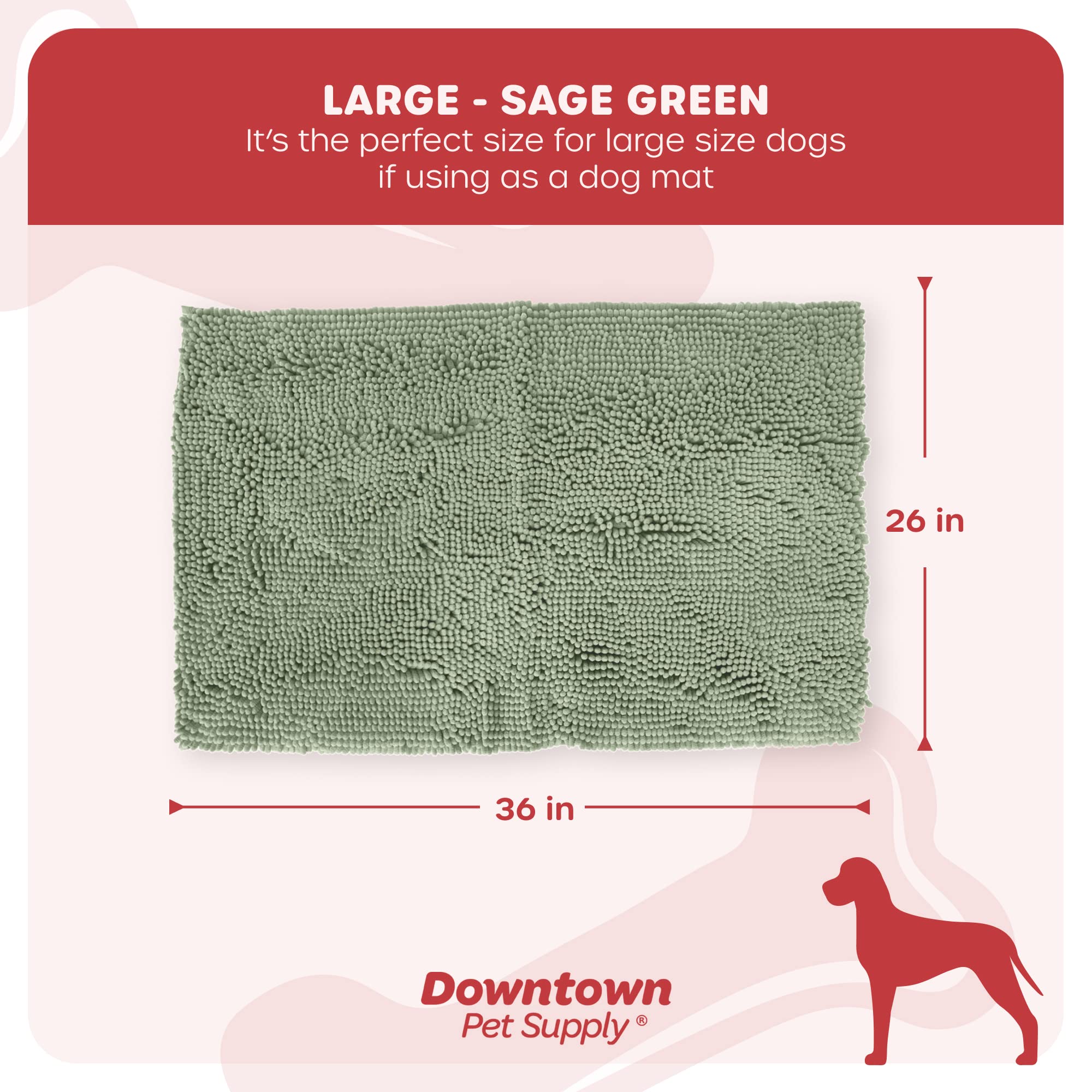 My Doggy Place - Microfiber Door Mat - Soft And Plush Pet Mat For Every Room Of The House - Dirt And Water Absorbent Mat - Washer & Dryer Safe Non-Slip Mat - Sage Green - L - 36 X 26 In