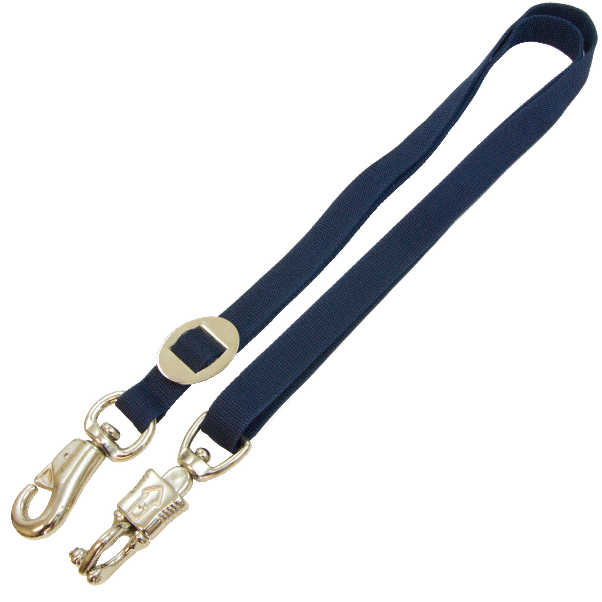 Intrepid International Durable And Secure Nylon Cross Ties, Adjustable 40-75 Inches, Cross Ties For Horses, Horse Tie Down With Panic And Breakaway Snap, Attaches To Halter, Navy