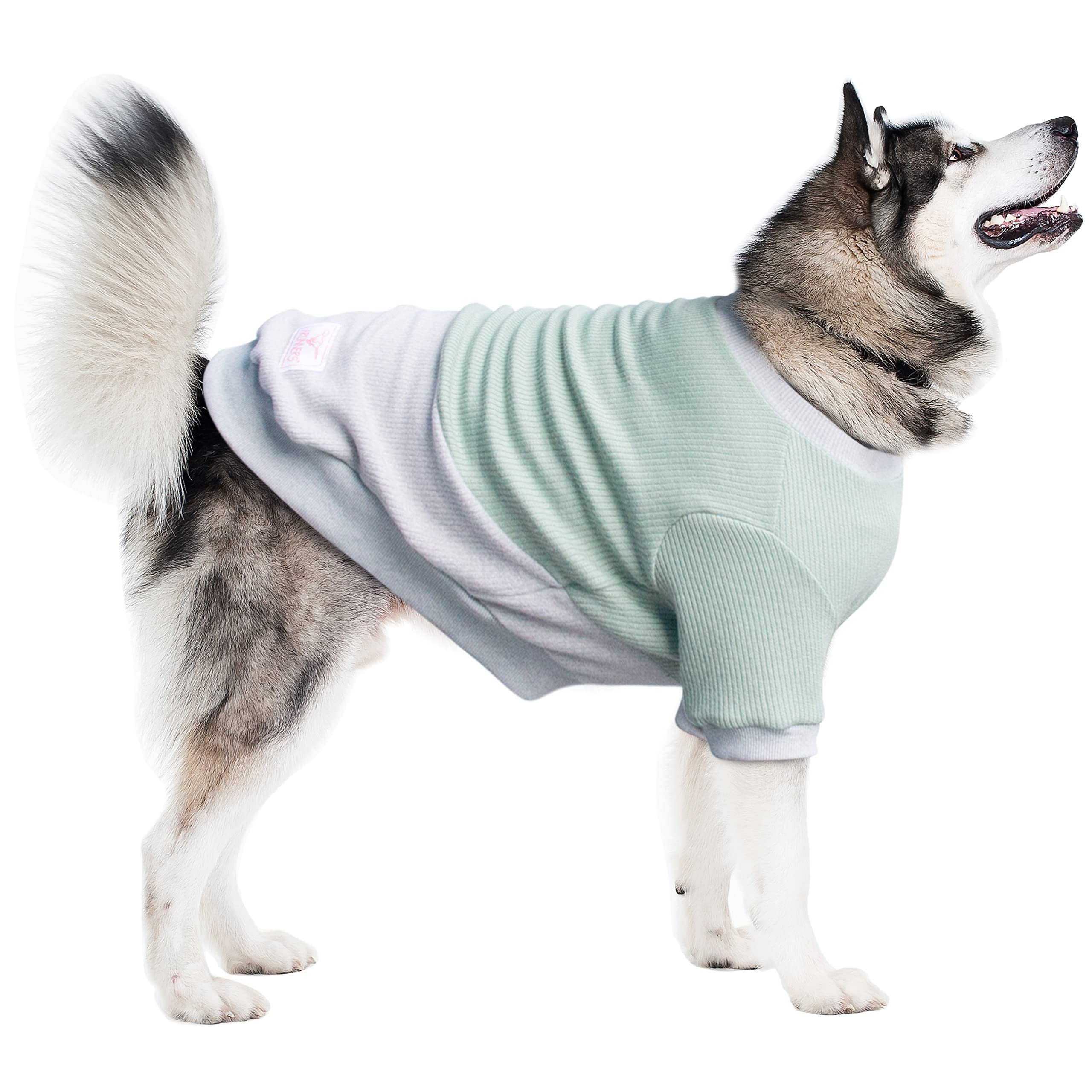 Arunners Extra Large Dog Sweaters Warm Clothes Pullover Sweatshirts For Labrador Rottweiler Great Dane, Green Grey, 6X-Large