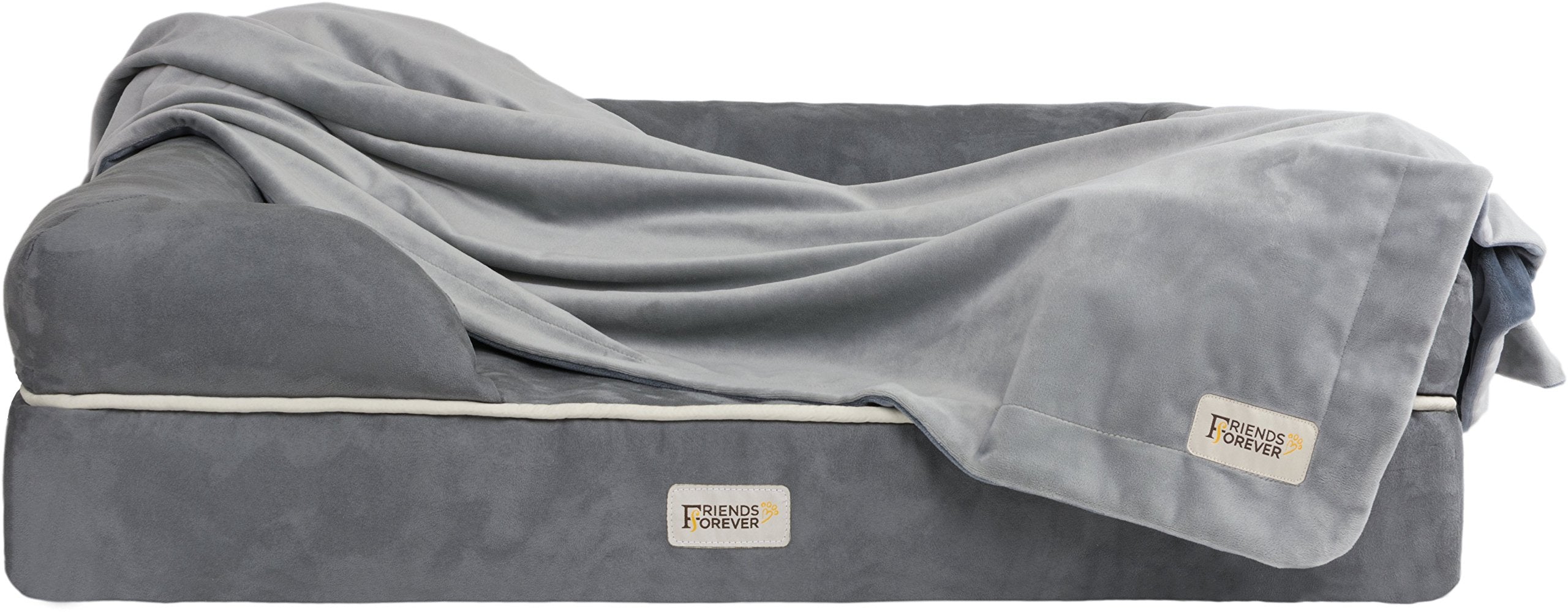 Friends Forever Durable Dog Blanket For Couch Protection | Two Tone Reversible Pet Hair Resistant Blanket For Dogs Cats Bed Kennel Crate Car Seat - Soft Velvet, Warm Fleece (Medium 45X35)