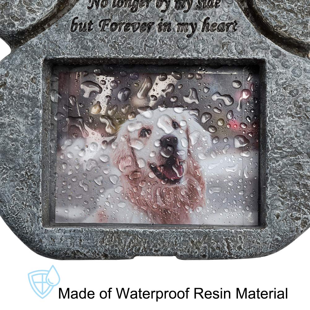 Expawlorer Pet Memorial Gifts - Pawprint Dog Memorial Gifts For Loss Of Dog With Personalized Picture Frame, Pet Headstone Grave Markers With Sympathy Poem Remembrance Tombstone In Lawn Backyard