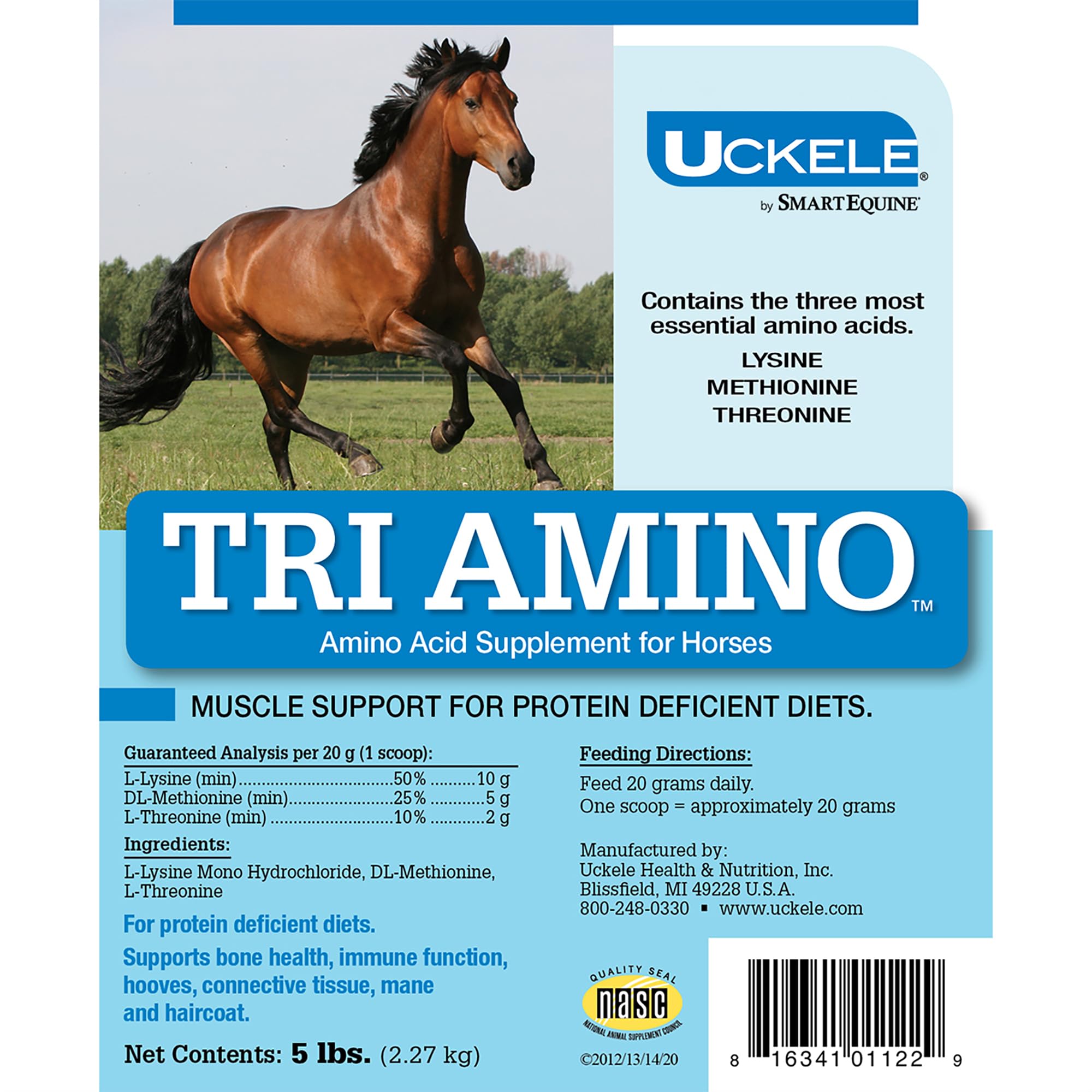 Uckele Tri Amino Horse Supplement - Equine Vitamin & Mineral Supplement - 5 Pound (lb)