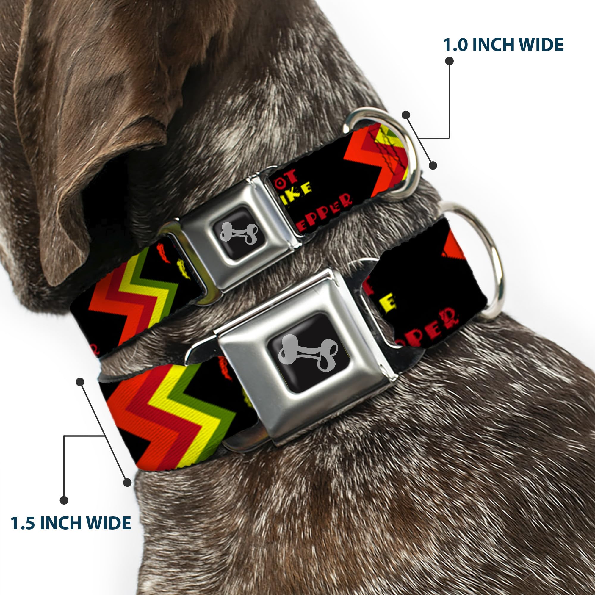 Buckle-Down Seatbelt Buckle Dog Collar - Hot Like A Pepper - 1'' Wide - Fits 15-26'' Neck - Large