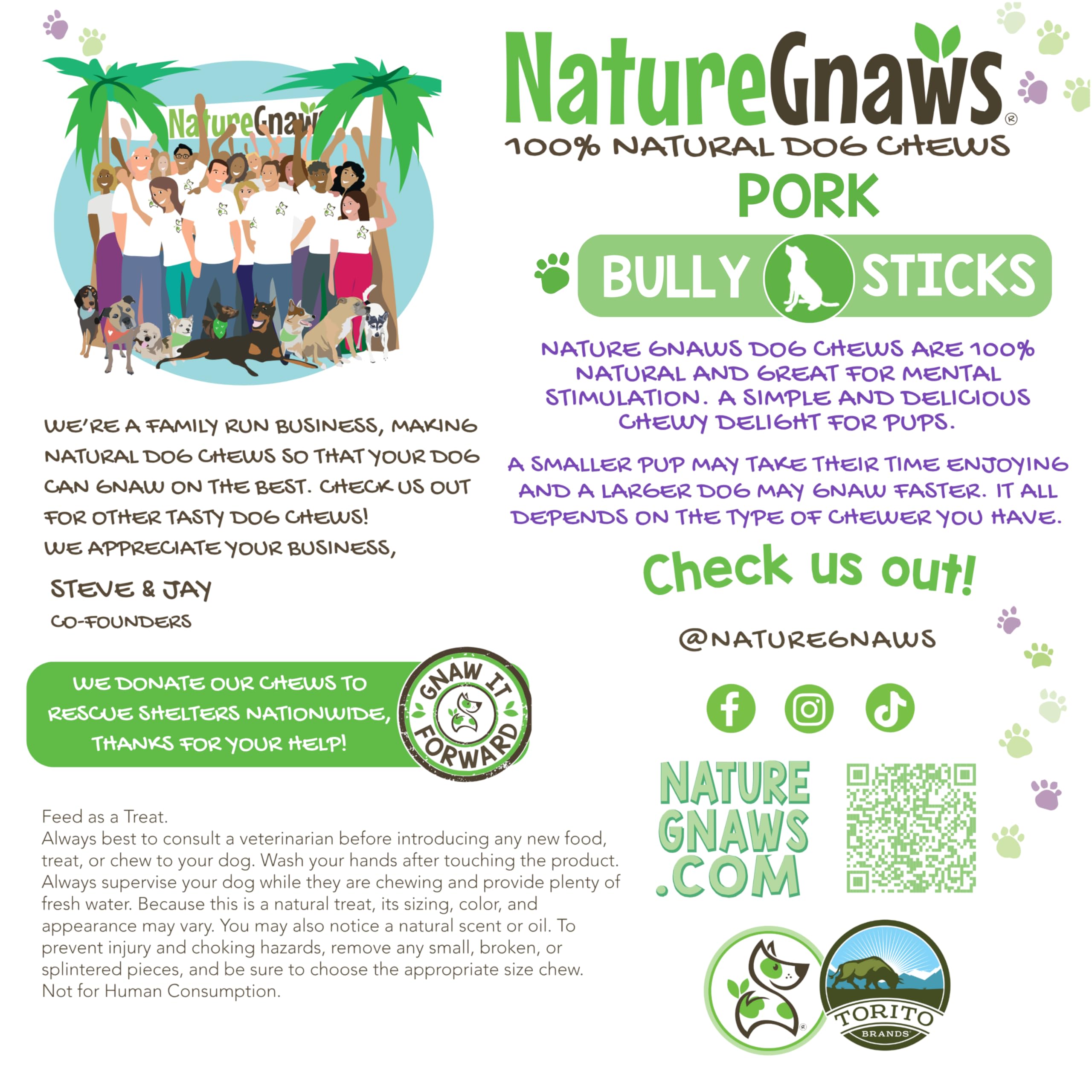 Nature Gnaws Extra Thin Pork Bully Sticks for Small Dogs 5-6 (50 Count) - Long Lasting for Light Chewers and Puppies - Natural B
