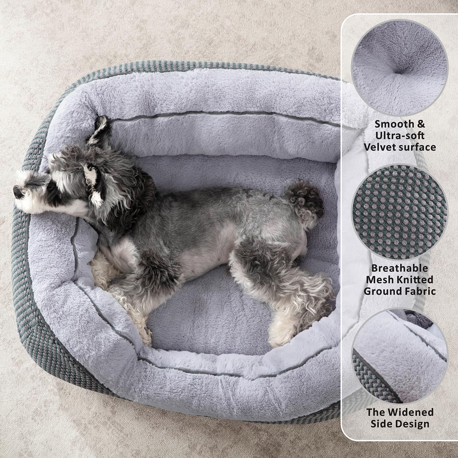 Invenho Medium Dog Beds For Medium Dogs Washable, Rectangle Dog Bed Medium Size Dog, Orthopedic Dog Bed, Warming Soft Calming Sl