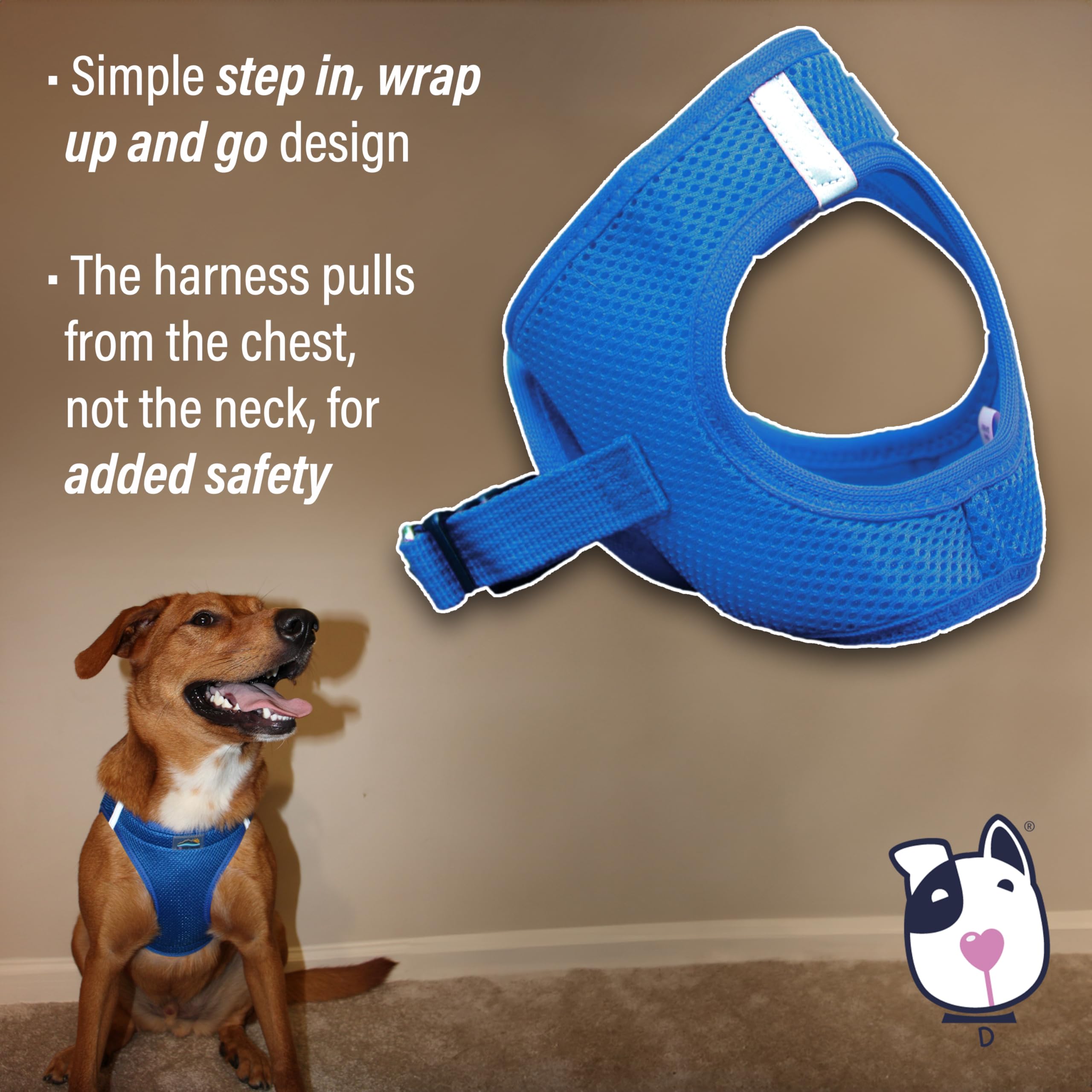 Doggie Design American River Solid Ultra Choke-Free Dog Harness - Cobalt Blue (Xx-Large)