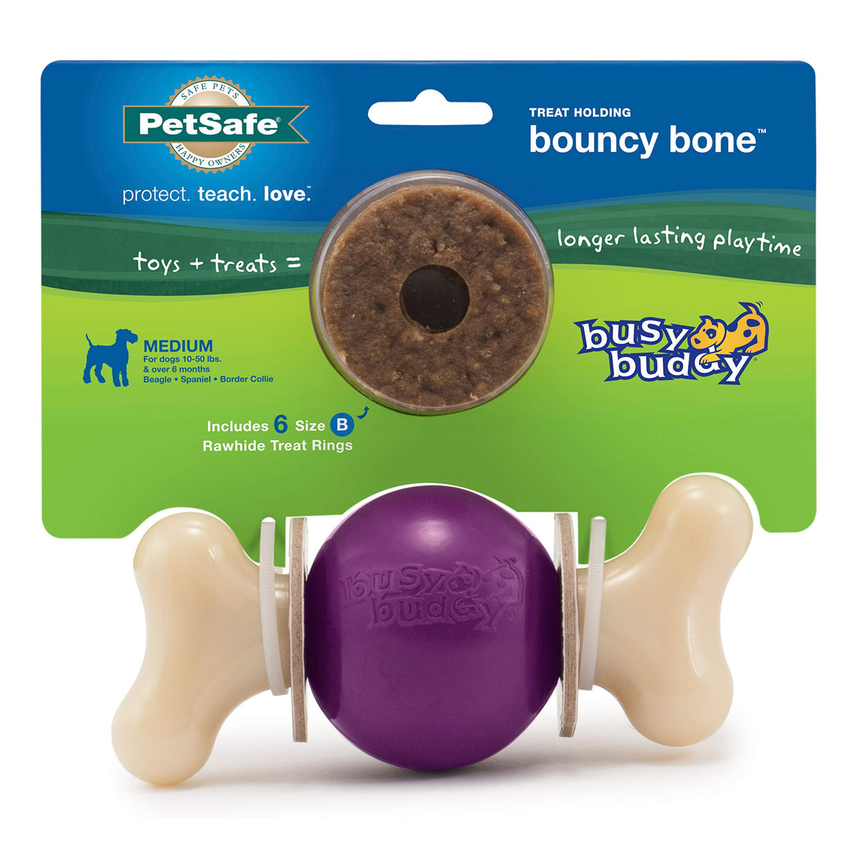 Petsafe® Busy Buddy® Bouncy Bone™, Treat Holding Dog Toy, Medium, Best For Dogs 10-50 Lb.