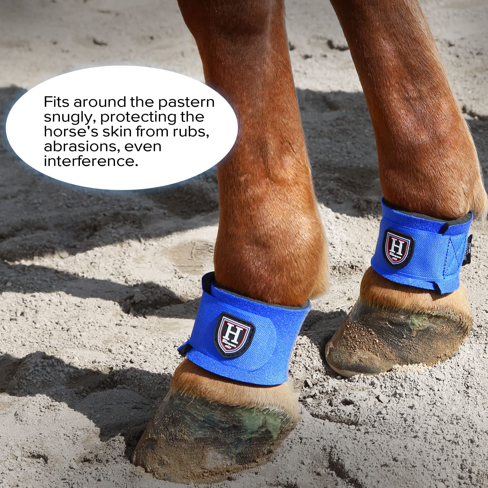 Harrison Howard Durable Shock-Absorbent Breathable Impact Protection Pastern Wraps For Horse In Pairs Blue