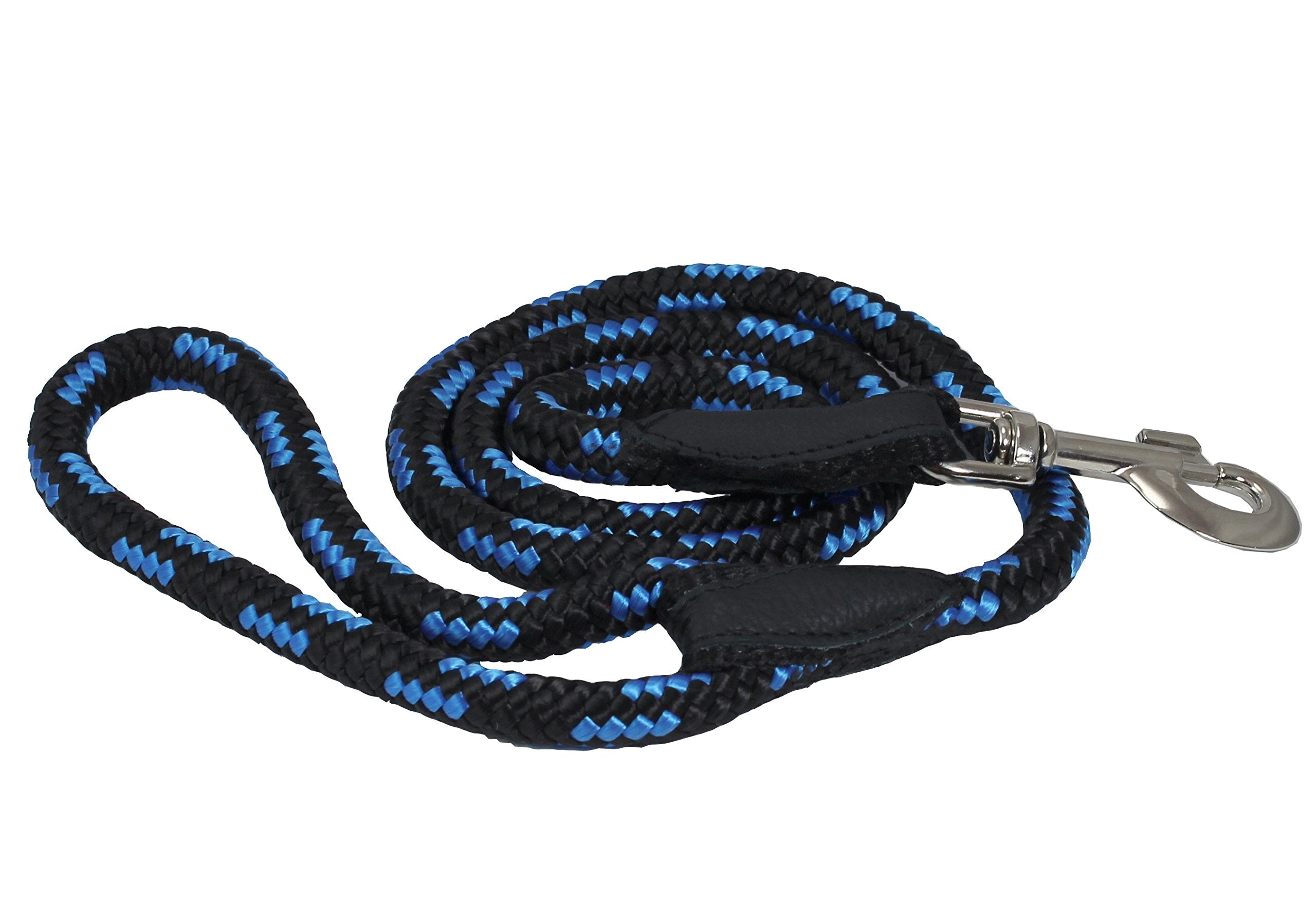 Dogs My Love 6Ft Long Braided Rope Dog Leash Blue With Black 6 Sizes (Large: 6Ft Long; 1/2' Diam (12Mm))
