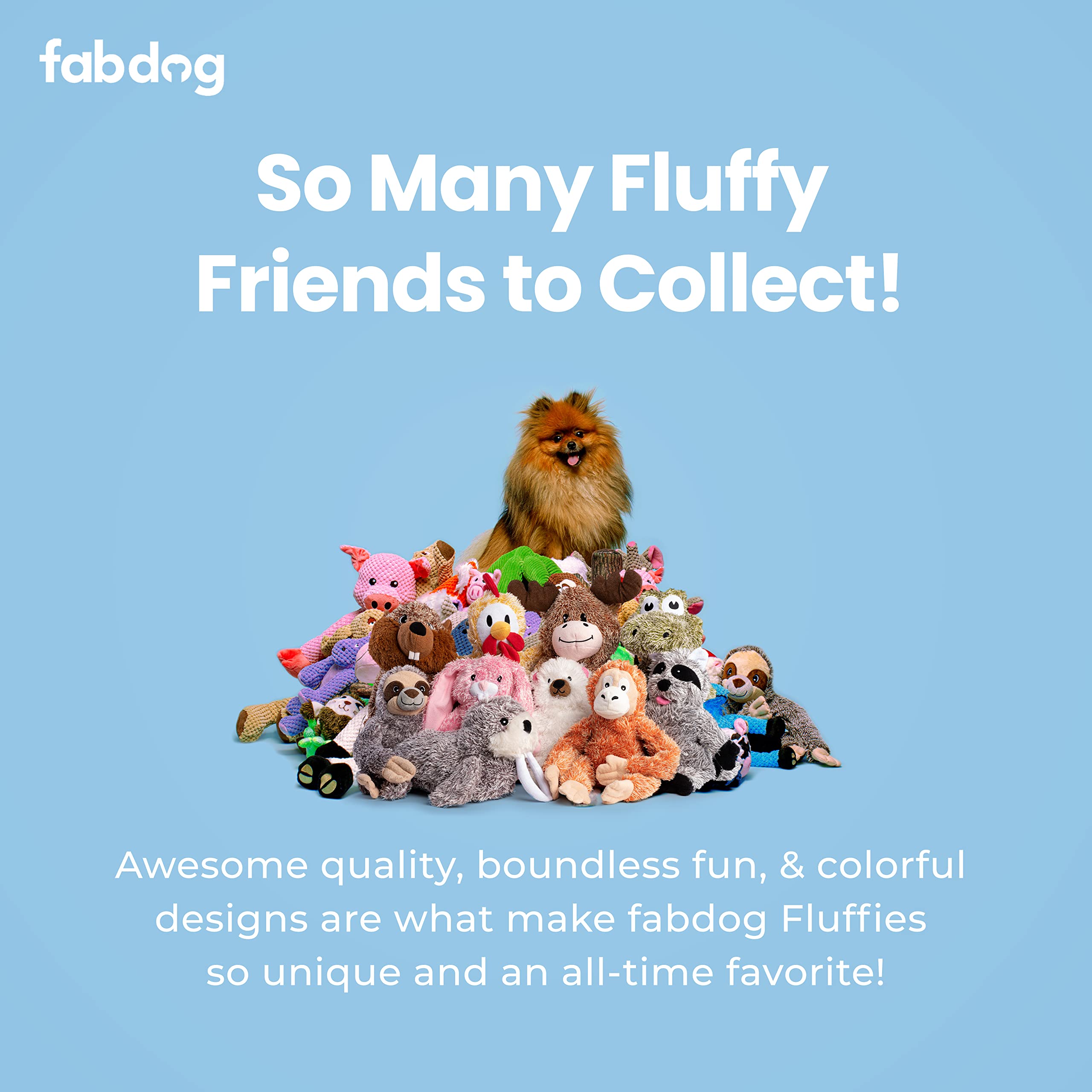 Fabdog Fluffies Dog Toys - Squeaky Plush Dog Toy For All Breeds - Cute Animal-Themed Puppy Toys Make For Ideal Gift - Fun Nylon