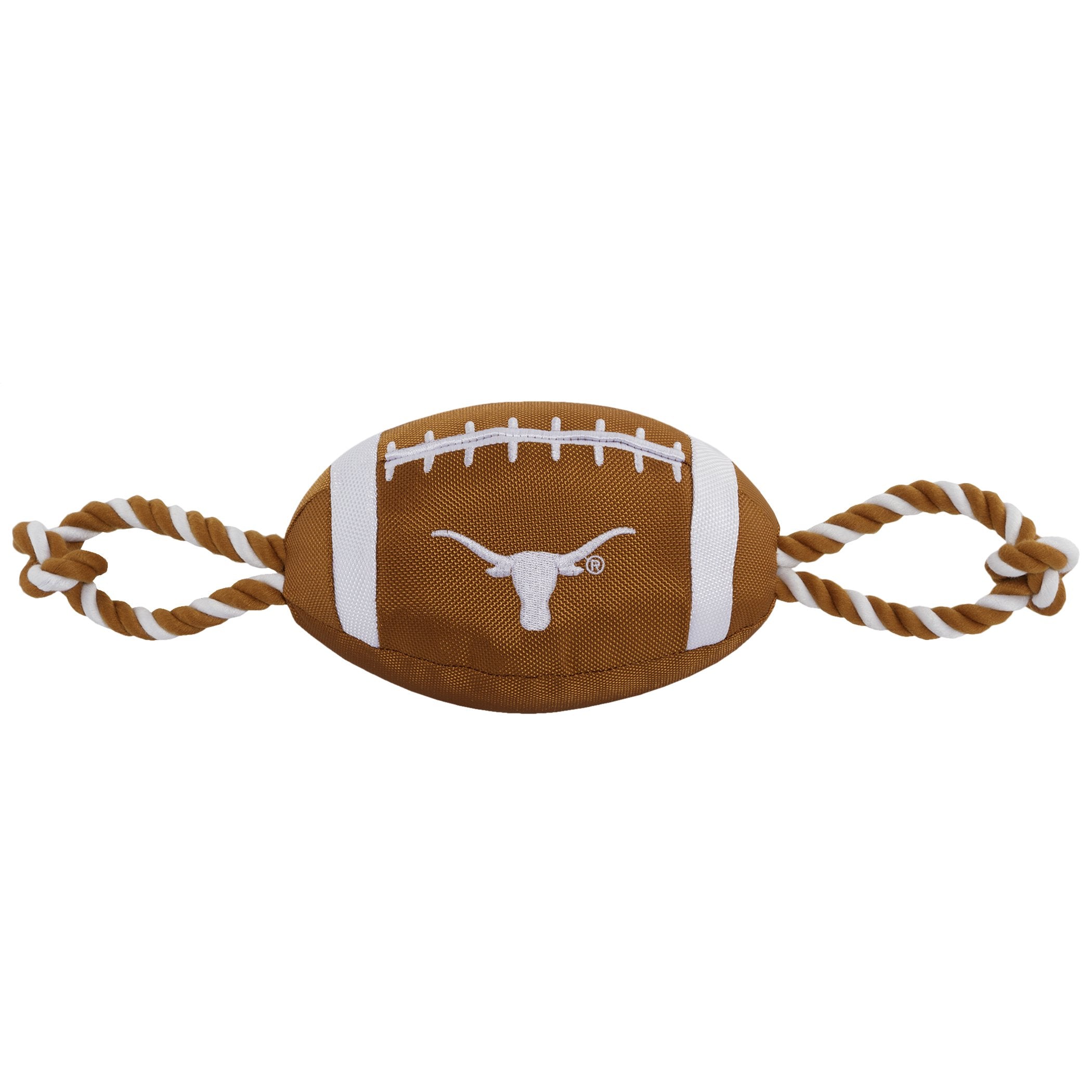 Pets First NCAA Texas Longhorns Football Dog Toy, Tough Quality Nylon Materials, Strong Pull Ropes, Inner Squeaker, Collegiate T