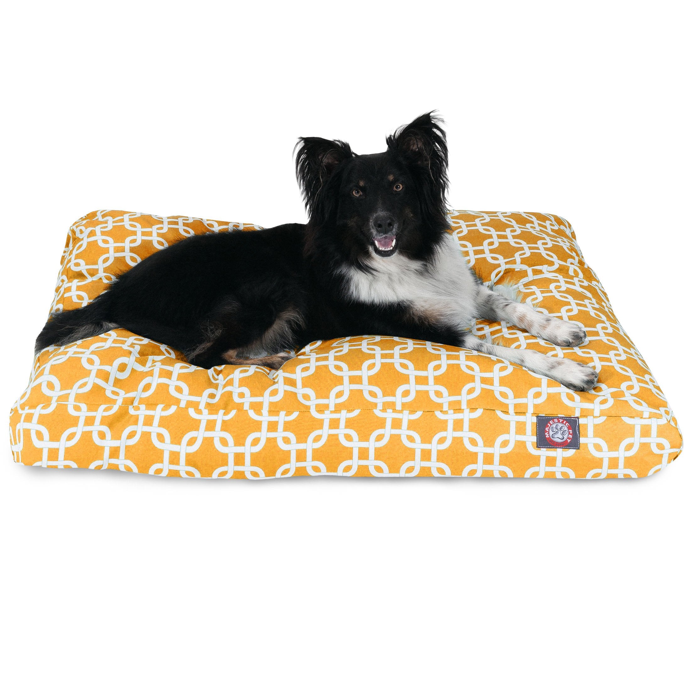 Yellow Links Medium Rectangle Indoor Outdoor Pet Dog Bed With Removable Washable Cover By Majestic Pet Products