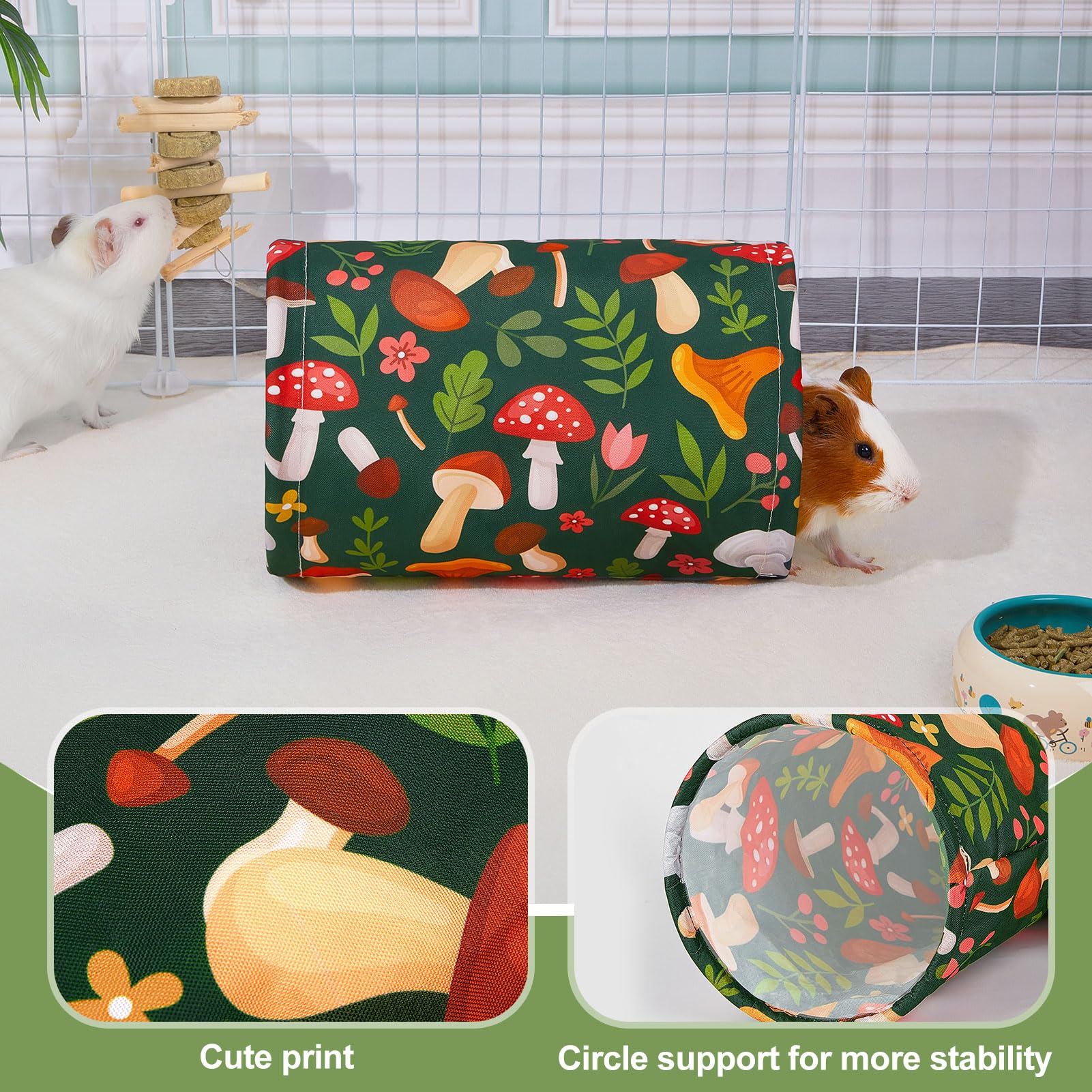 Bienbee Guinea Pig Tunnel, Washable Guinea Pig Hideout,Foldable Rabbit Tunnel Guinea Pigs Toys For Bunny Hamster Chinchilla Ferr