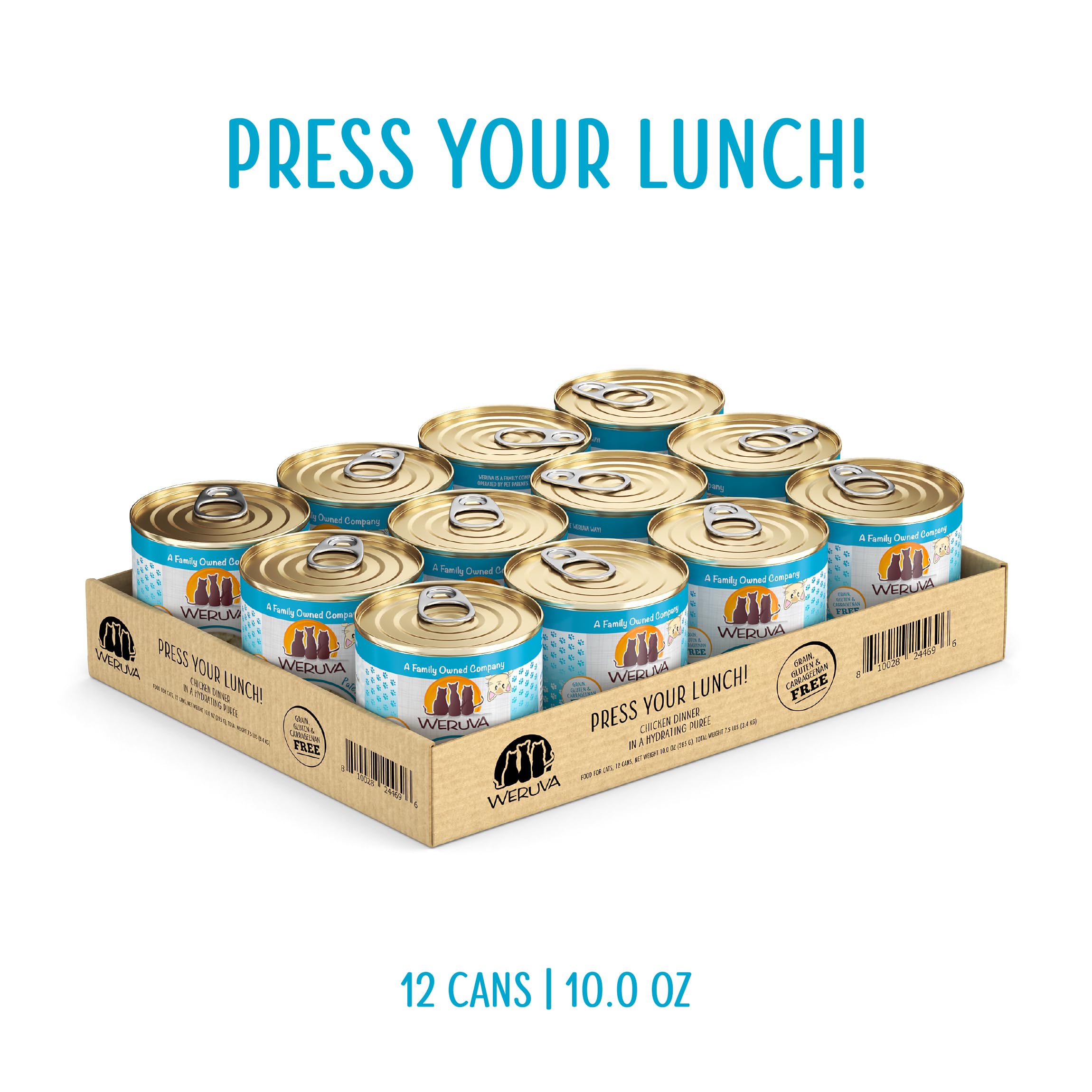 Weruva Wet Cat Food, Press Your Lunch with Chicken Pate, 10oz Can, Pack of 12